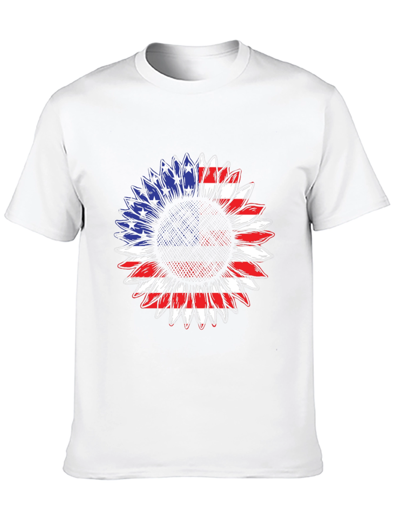 American Flag Sunflower T-Shirt - Patriotic Design