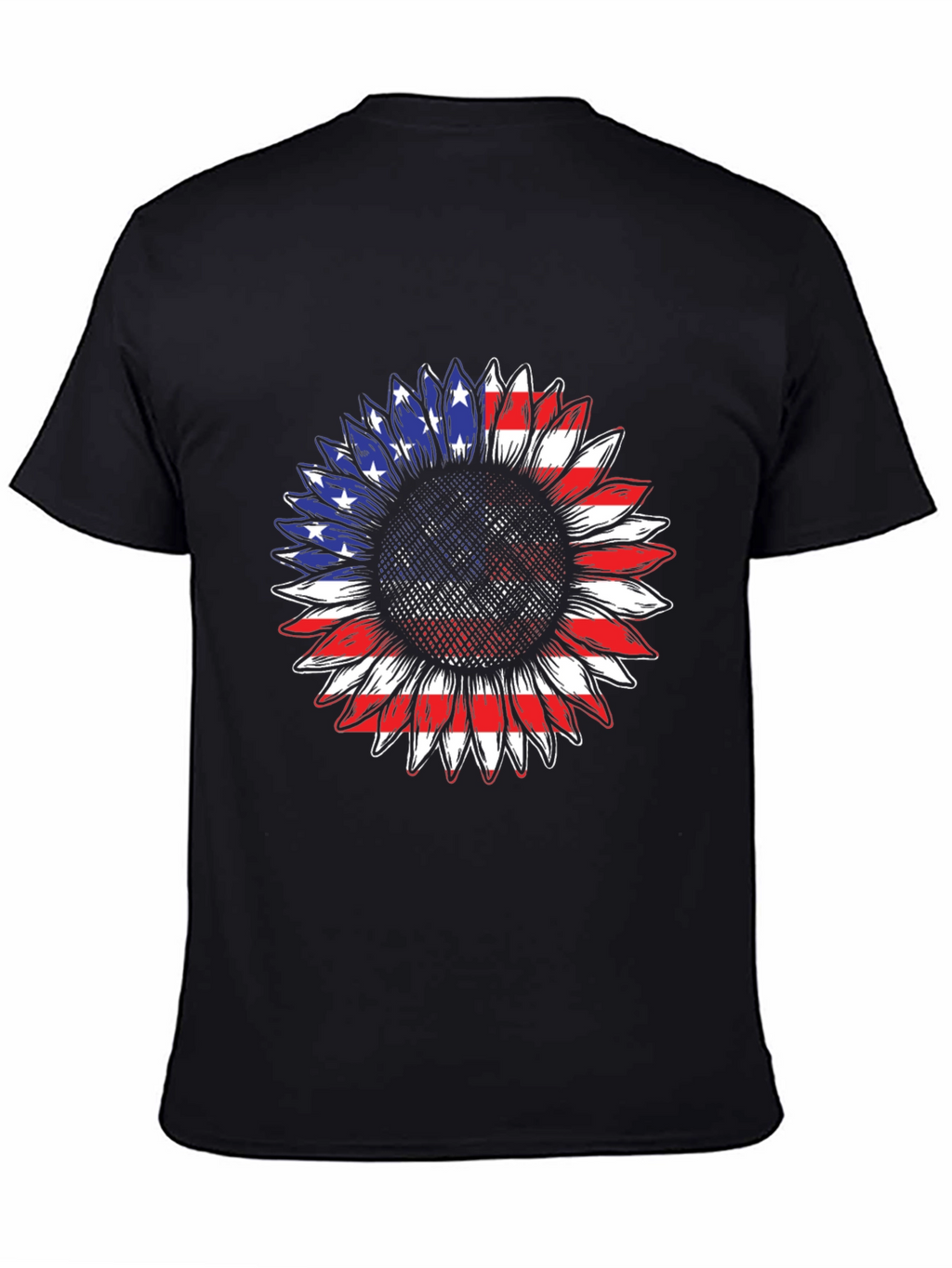 American Flag Sunflower T-Shirt - Patriotic Design