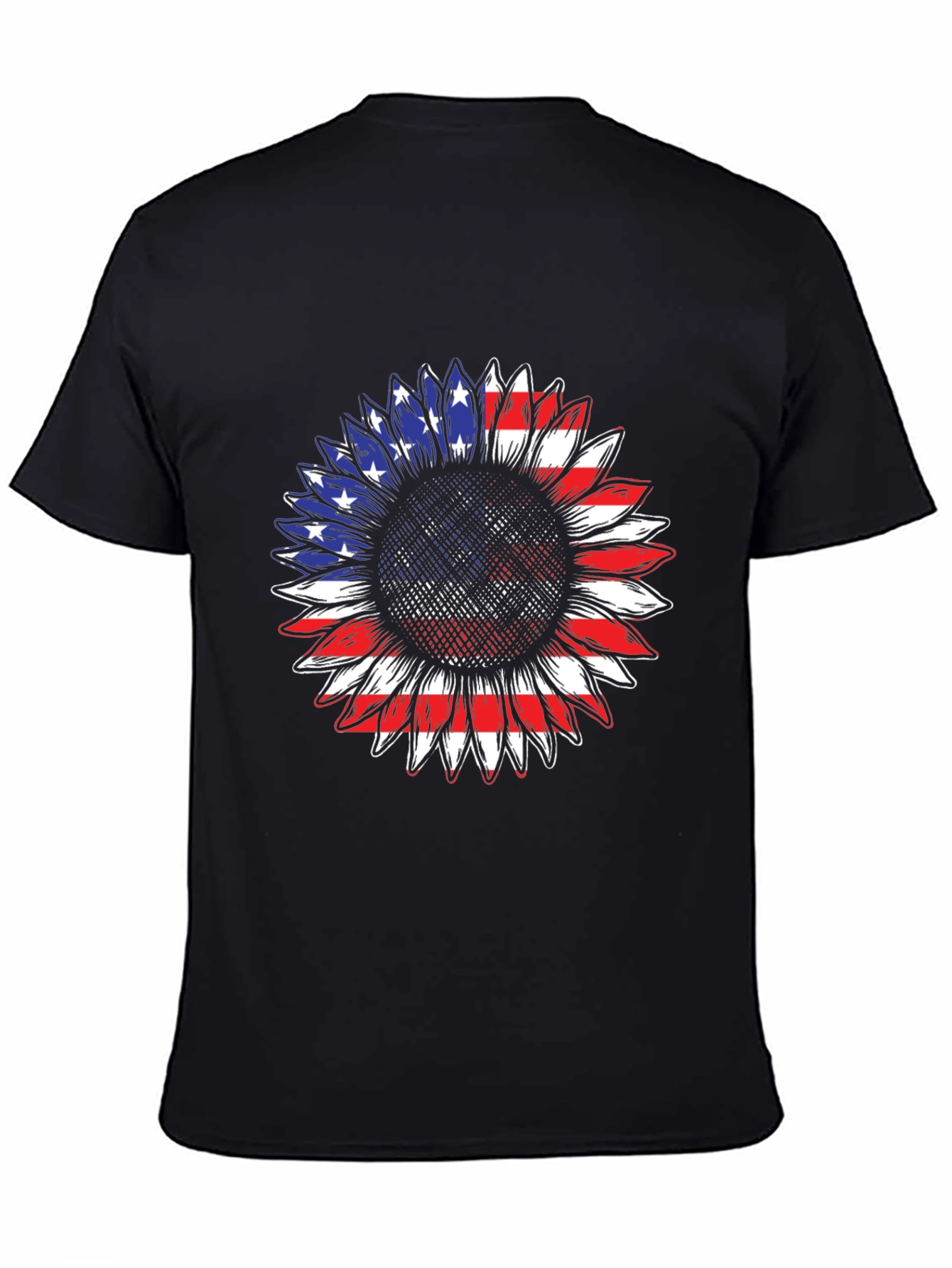 American Flag Sunflower T-Shirt - Patriotic Design
