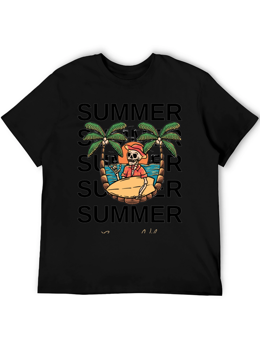 Summer Skeleton Surf T-Shirt - Beach Vibes