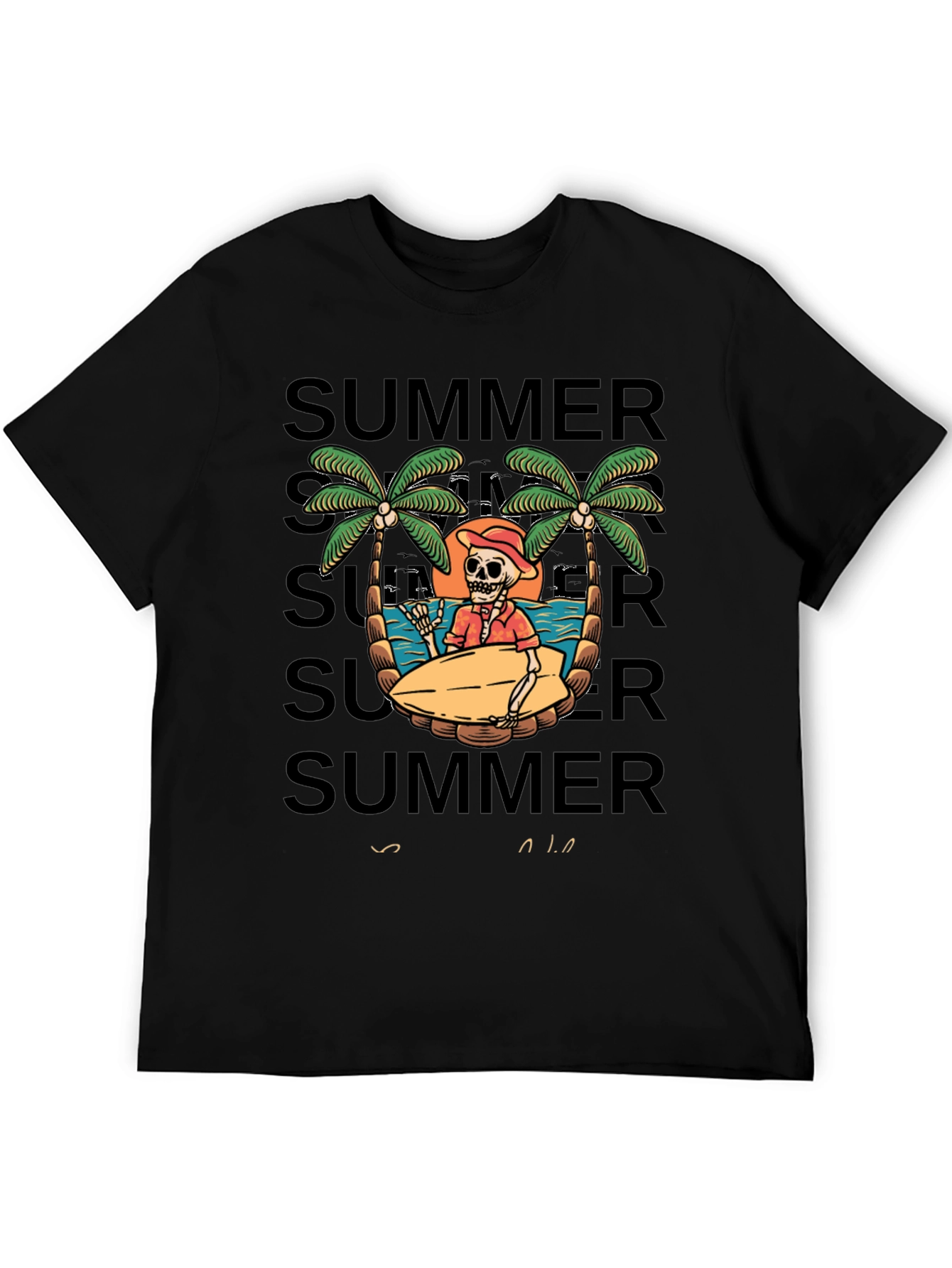 Summer Skeleton Surf T-Shirt - Beach Vibes