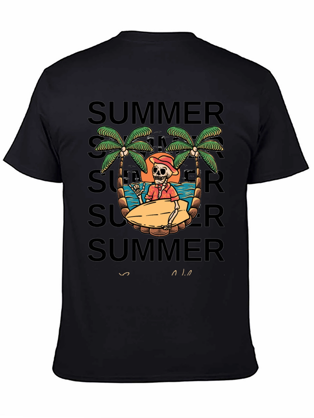 Summer Skeleton Surf T-Shirt - Beach Vibes