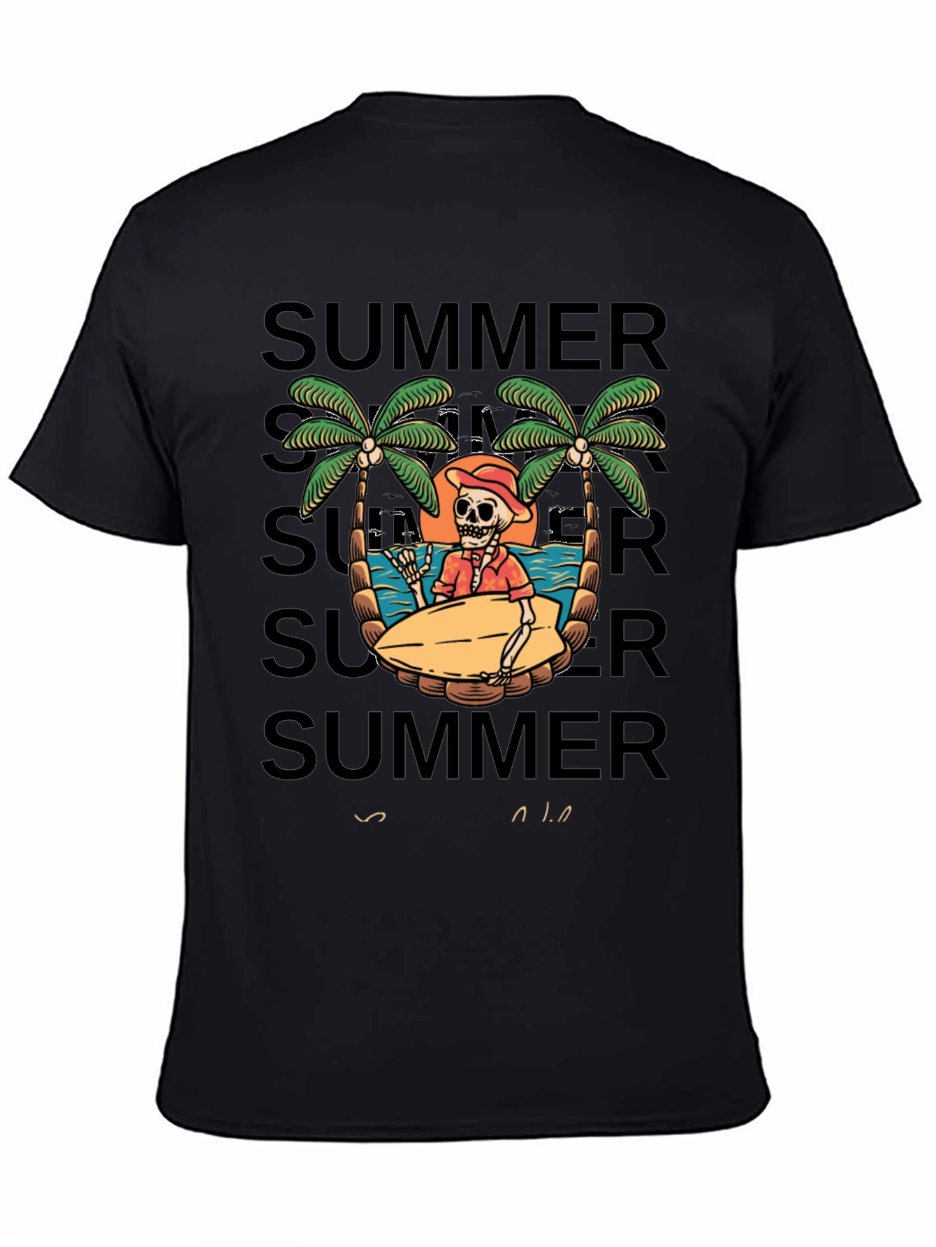 Summer Skeleton Surf T-Shirt - Beach Vibes