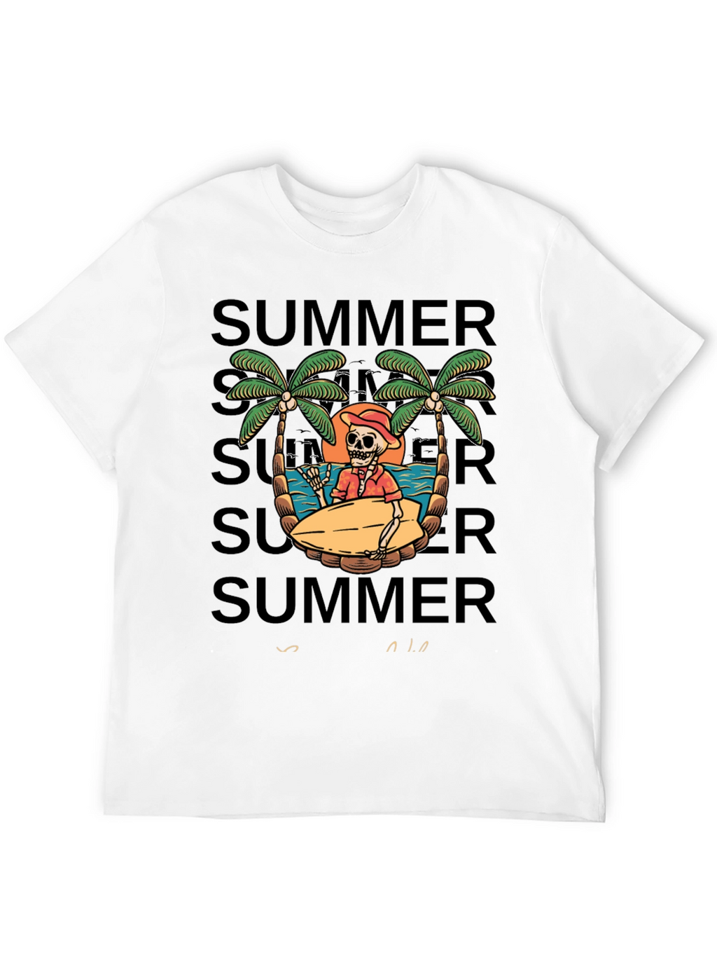 Summer Skeleton Surf T-Shirt - Beach Vibes