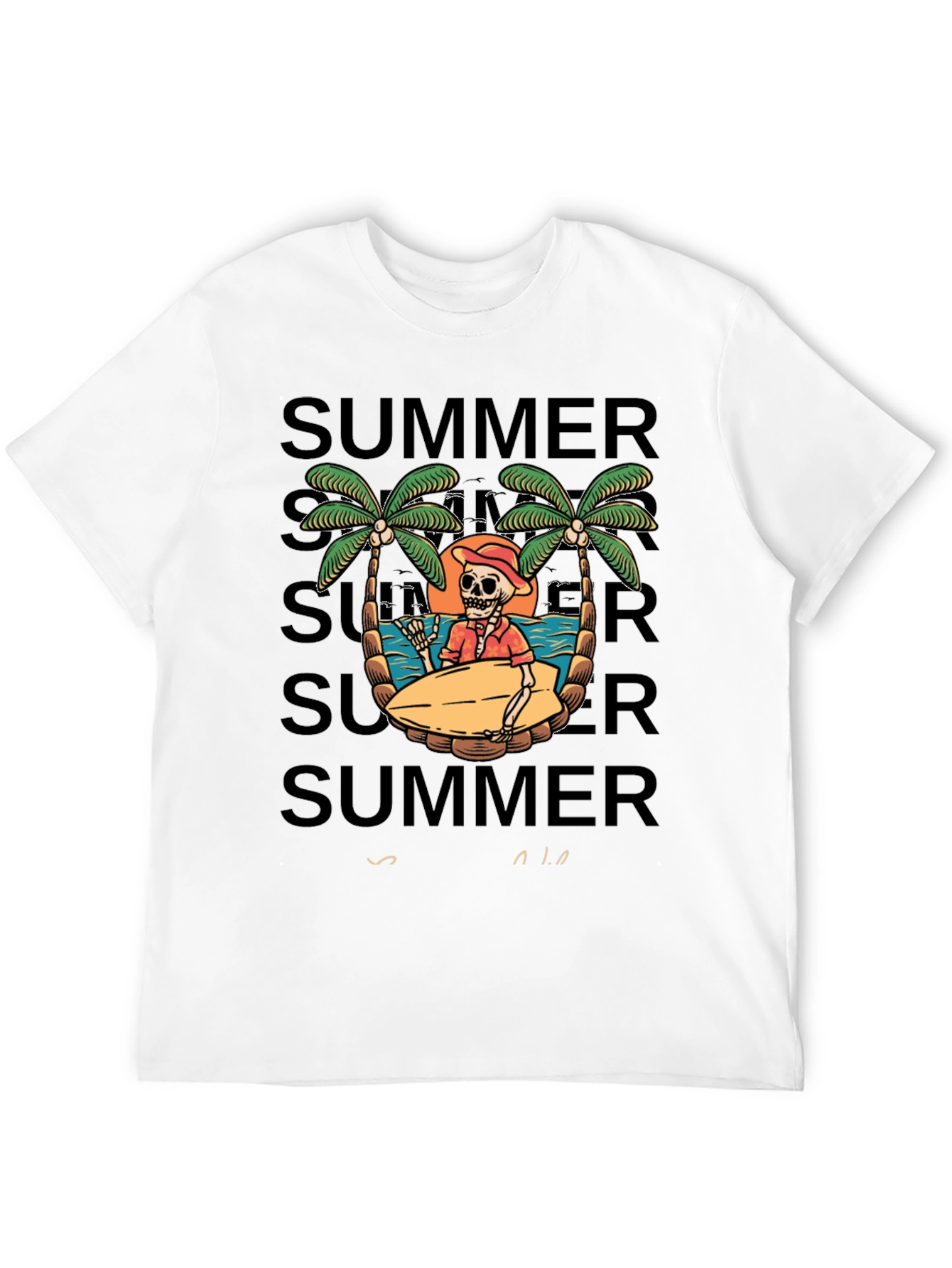 Summer Skeleton Surf T-Shirt - Beach Vibes