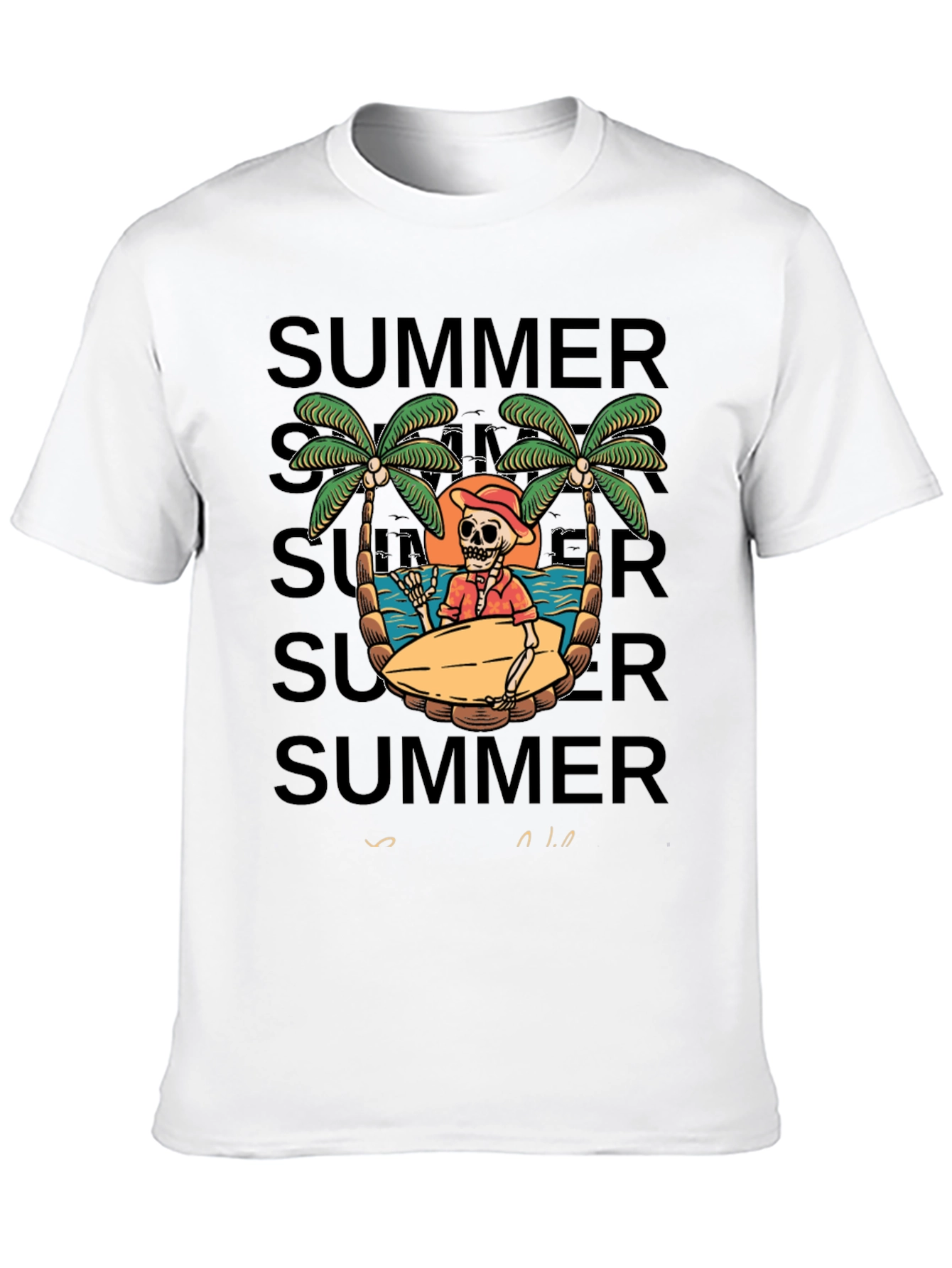 Summer Skeleton Surf T-Shirt - Beach Vibes