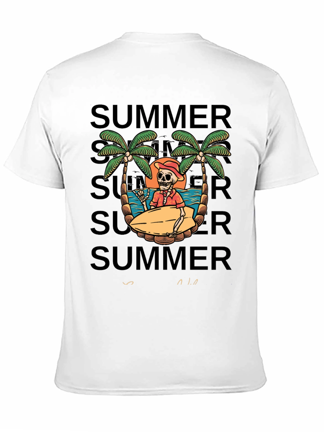 Summer Skeleton Surf T-Shirt - Beach Vibes