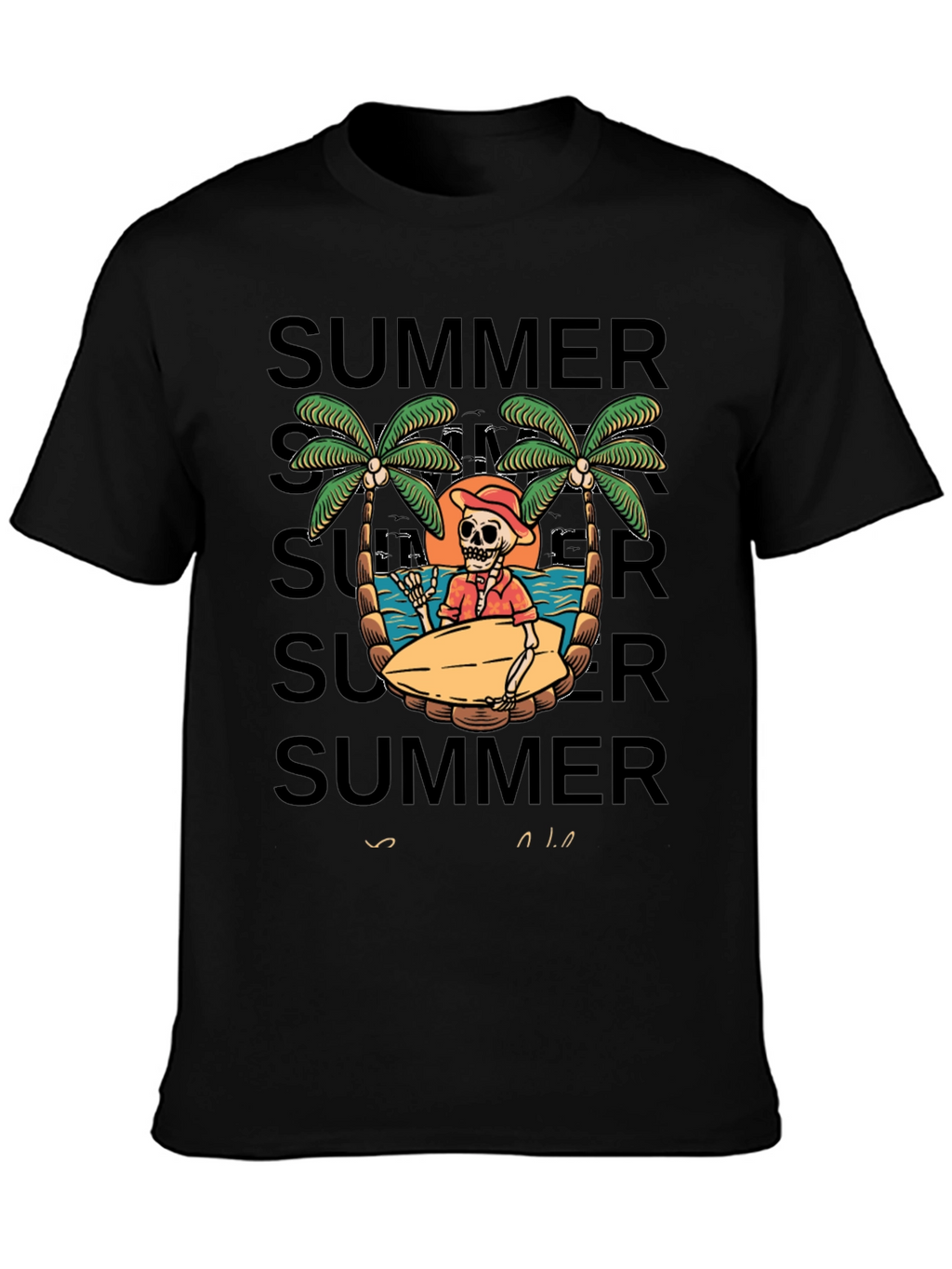Summer Skeleton Surf T-Shirt - Beach Vibes