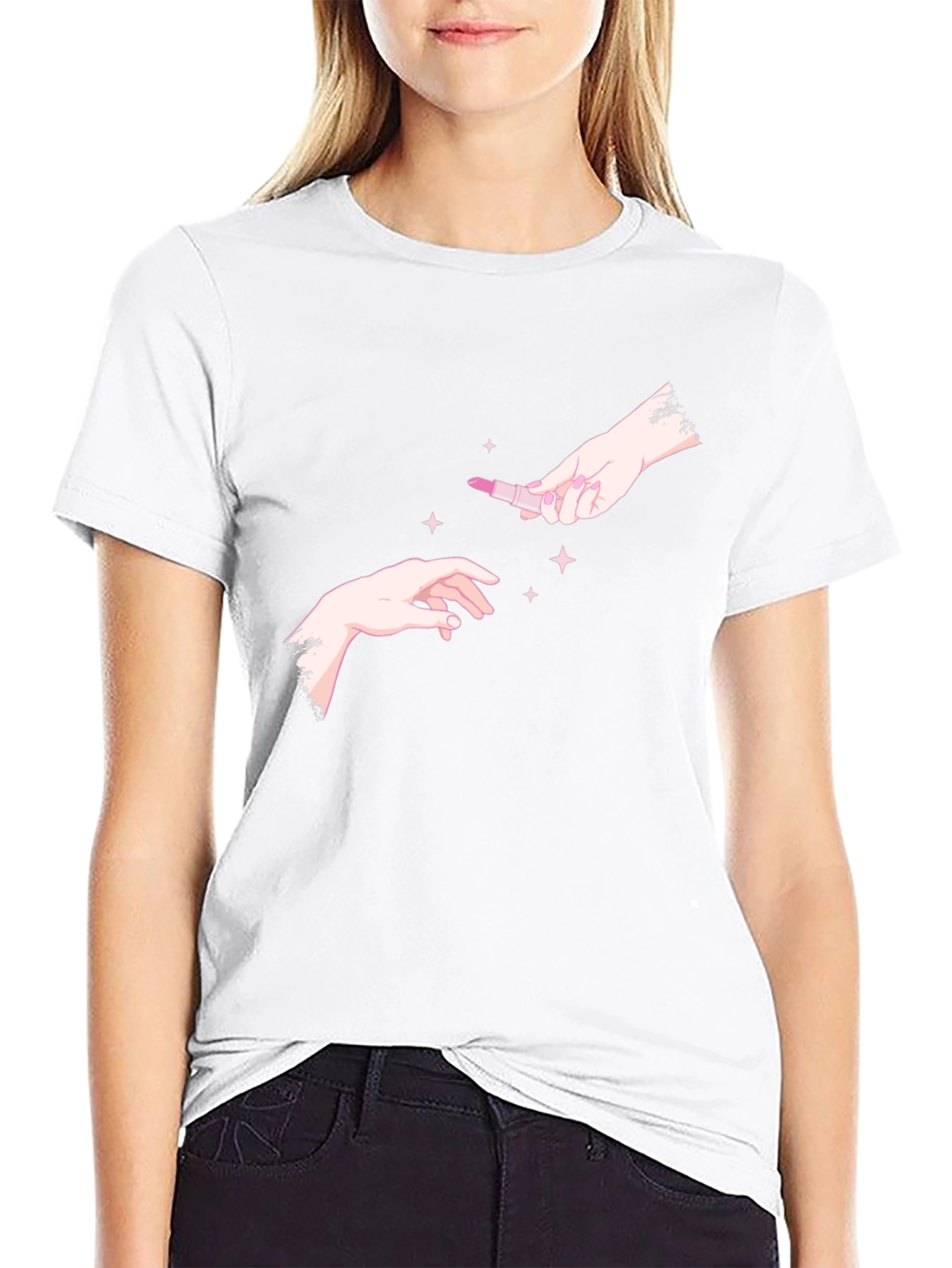 Hands & Lipstick Black T-Shirt