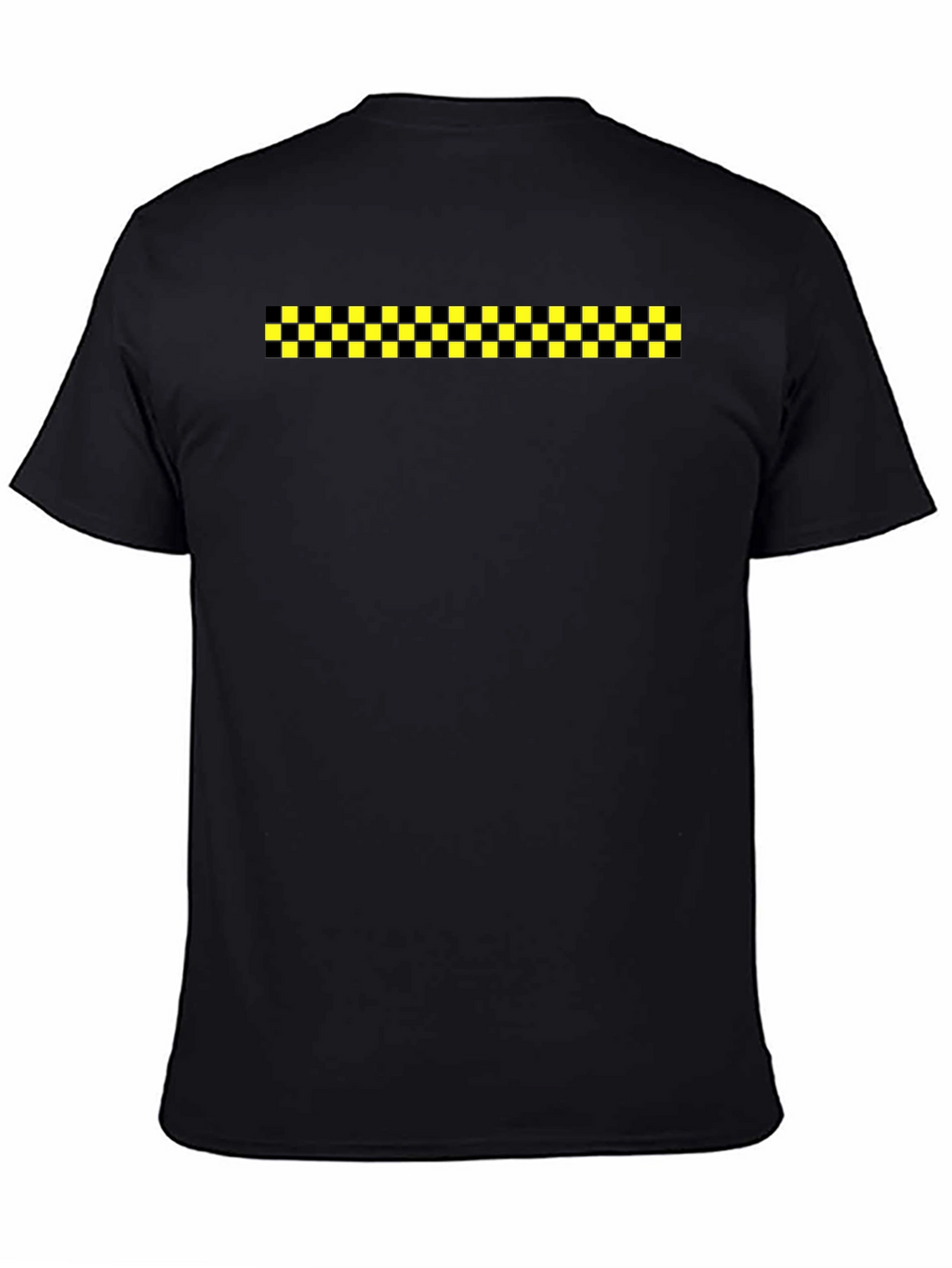 Black Tee with Checkered Stripe