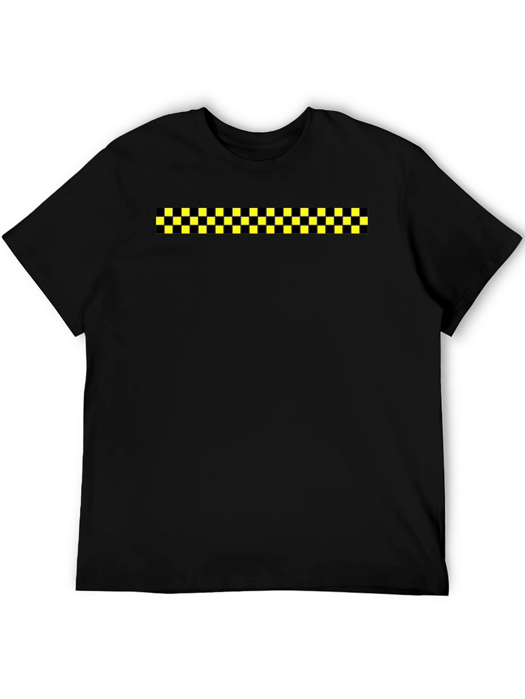Black Tee with Checkered Stripe