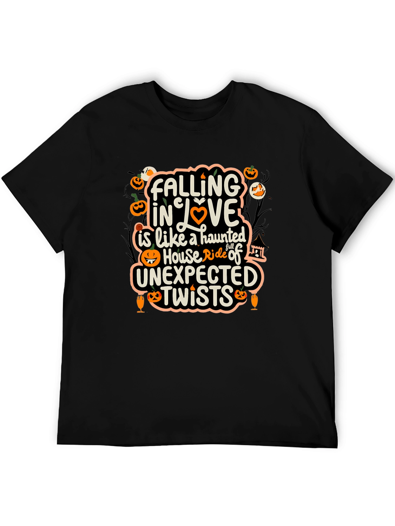 Halloween Falling in Love Haunted House T-Shirt