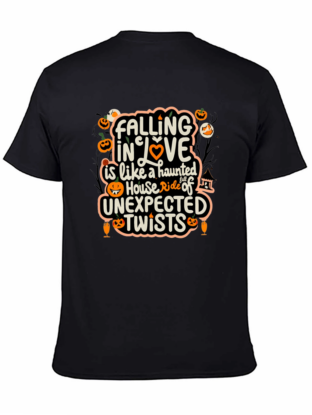 Halloween Falling in Love Haunted House T-Shirt