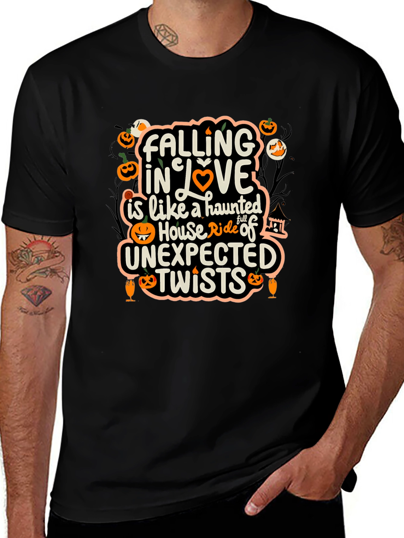 Halloween Falling in Love Haunted House T-Shirt