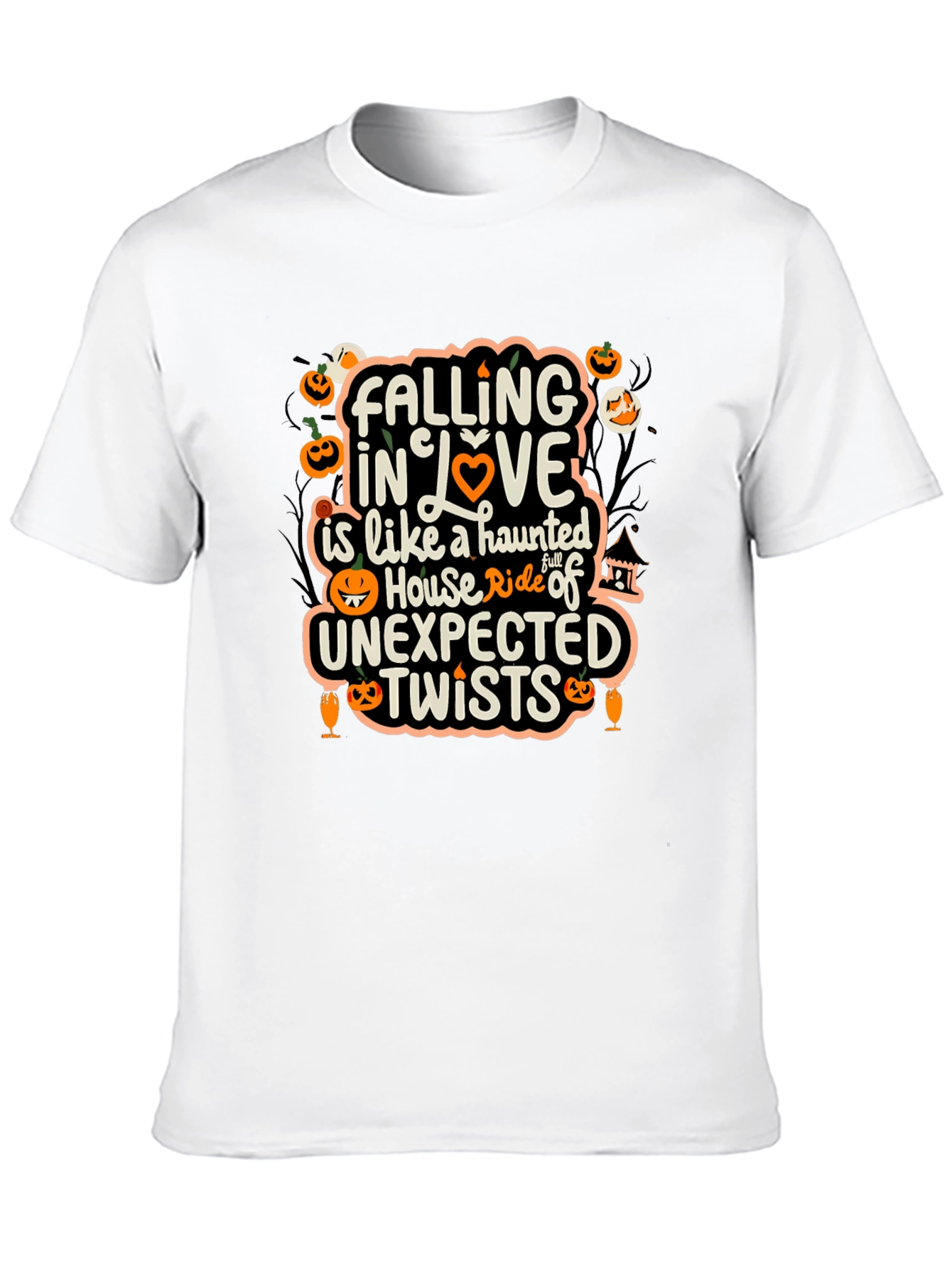 Halloween Falling in Love Haunted House T-Shirt