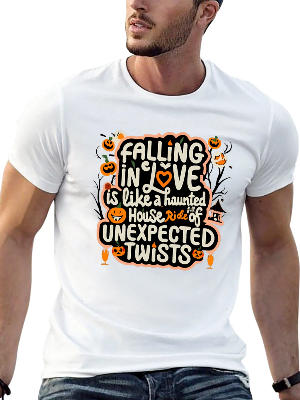Halloween Falling in Love Haunted House T-Shirt