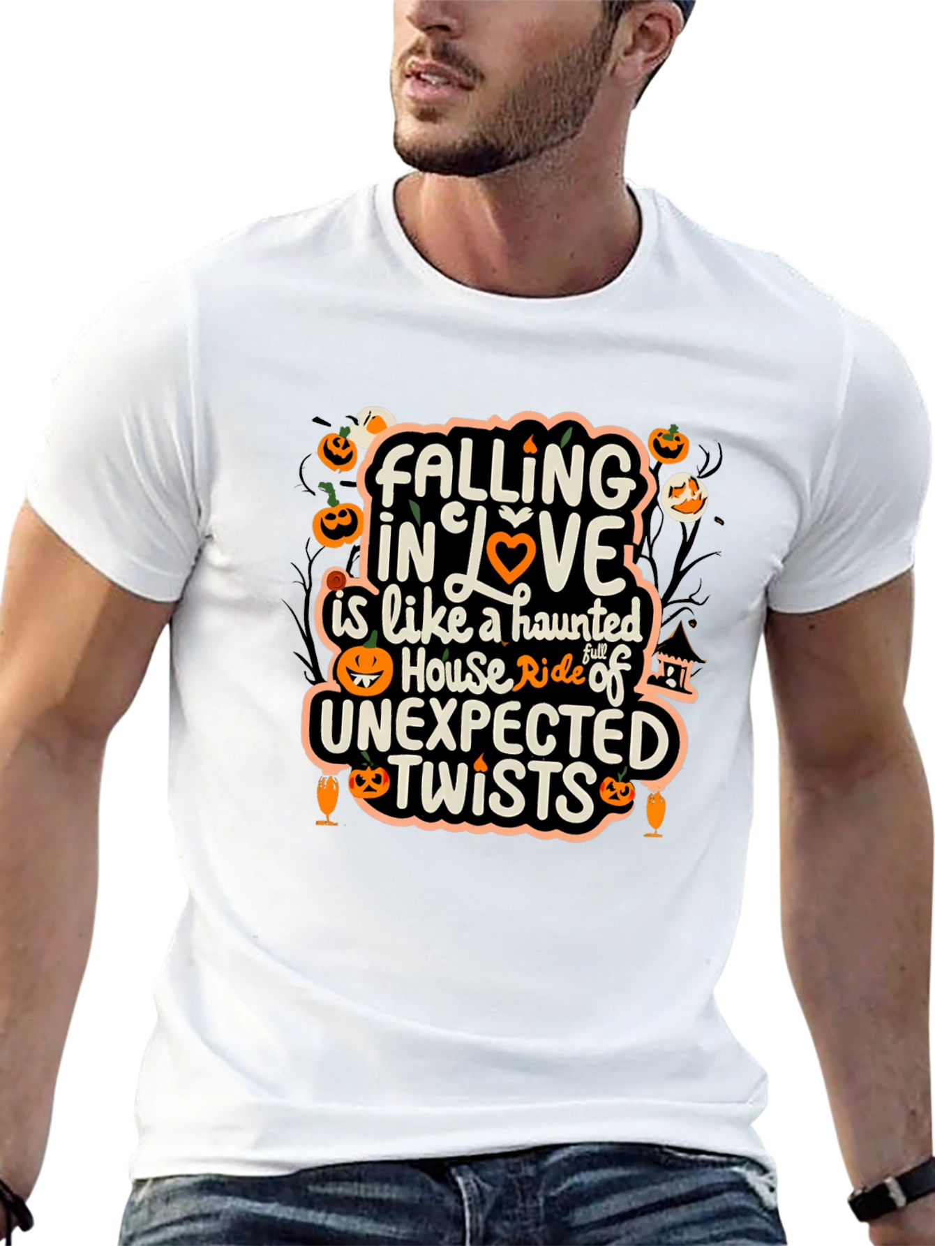Halloween Falling in Love Haunted House T-Shirt
