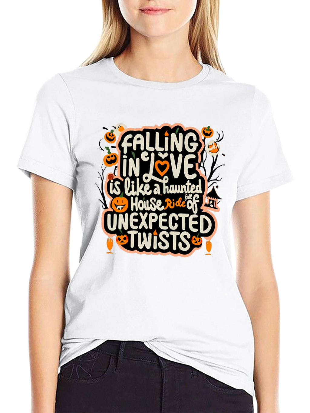 Halloween Falling in Love Haunted House T-Shirt