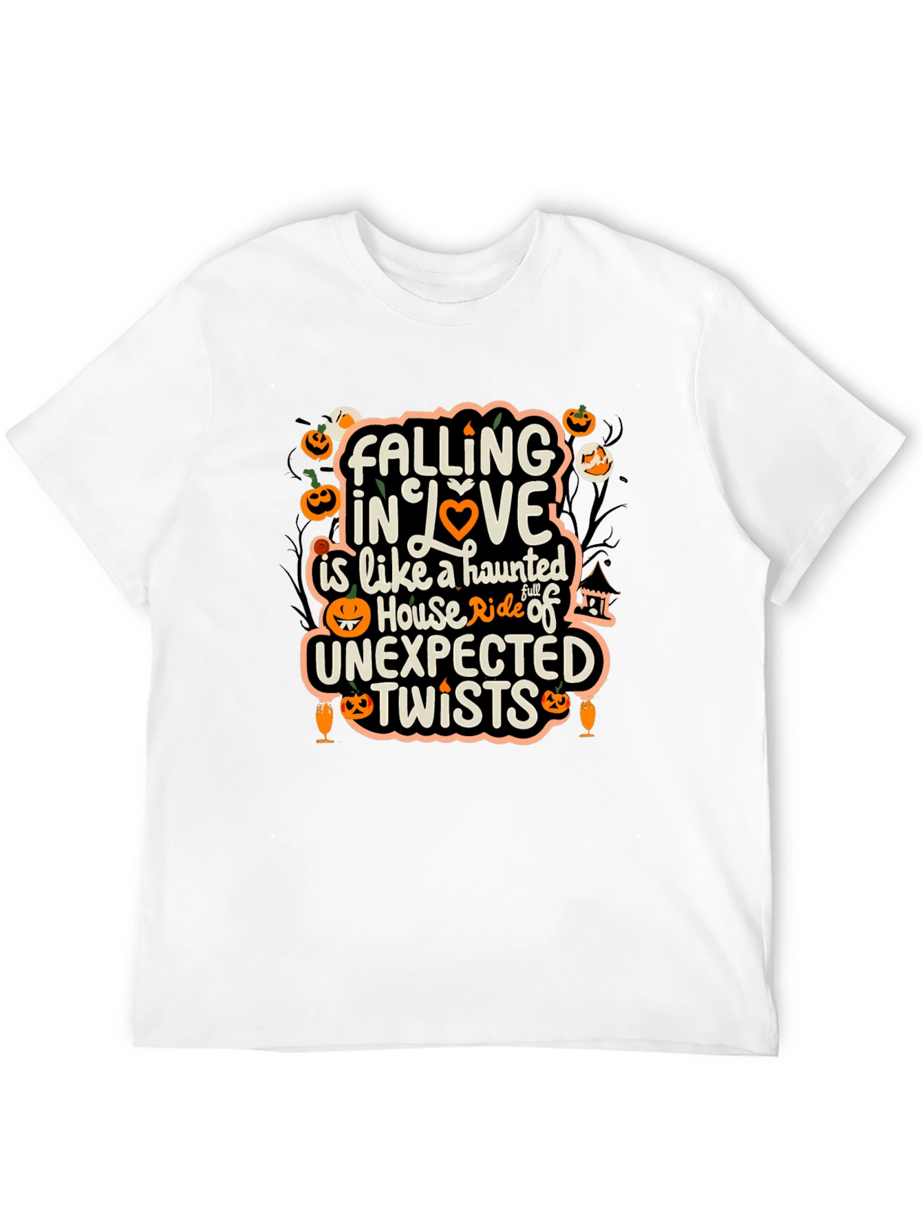 Halloween Falling in Love Haunted House T-Shirt