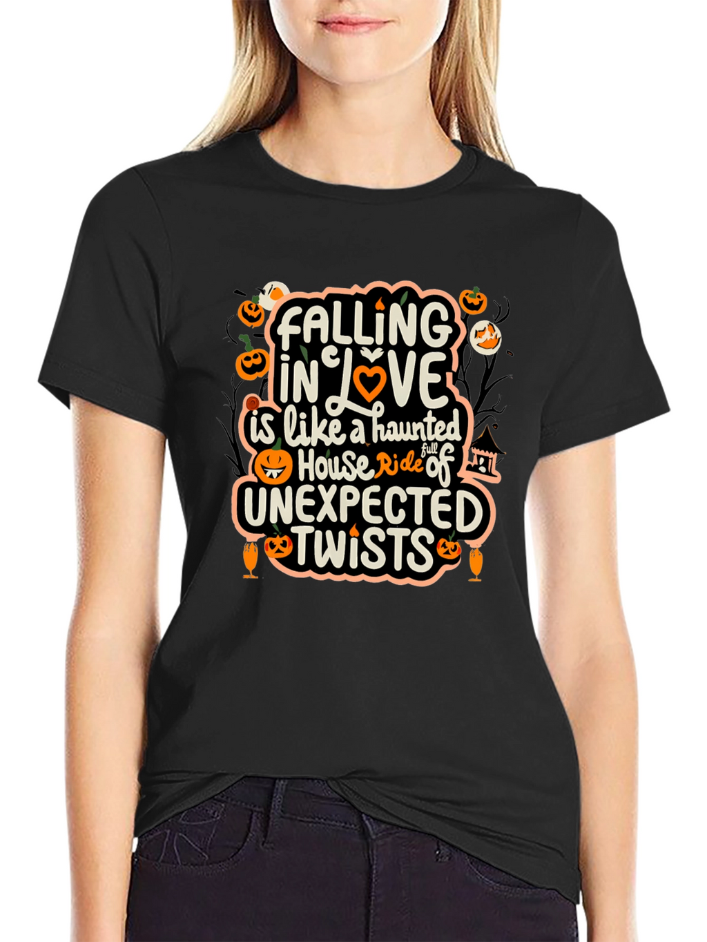 Halloween Falling in Love Haunted House T-Shirt