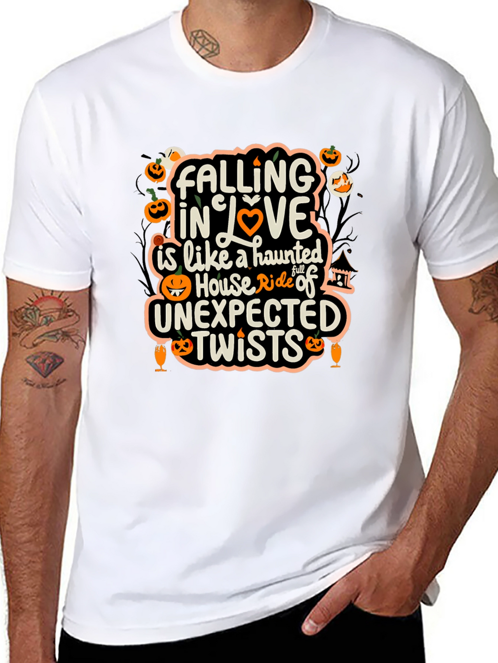 Halloween Falling in Love Haunted House T-Shirt