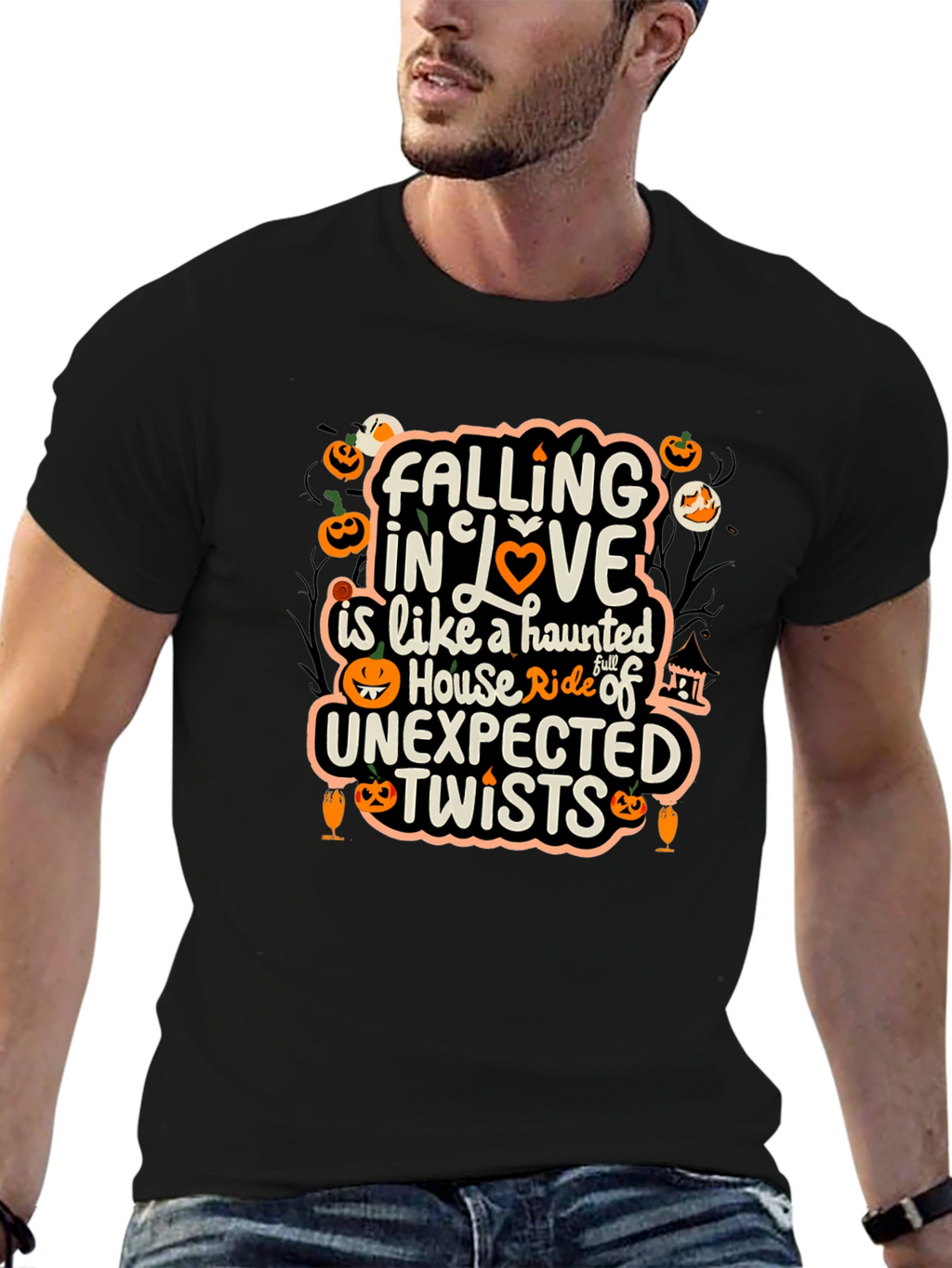 Halloween Falling in Love Haunted House T-Shirt