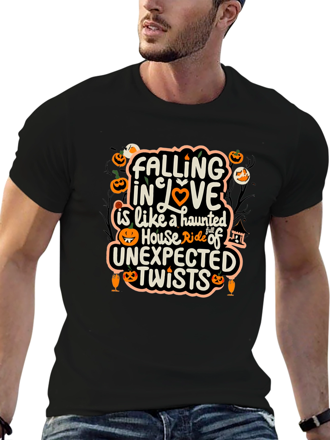 Halloween Falling in Love Haunted House T-Shirt