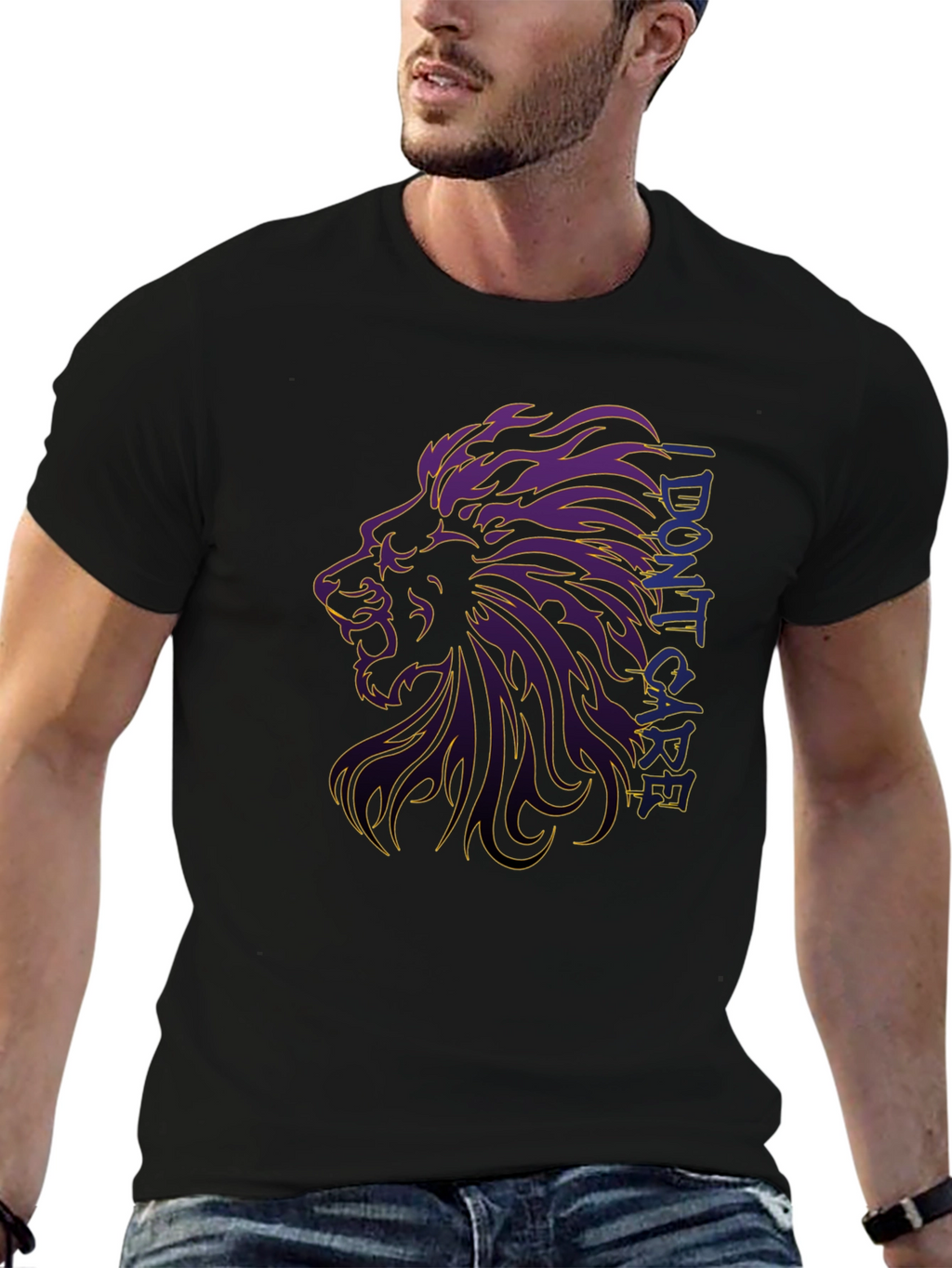 Lion Graphic Print Black T-Shirt