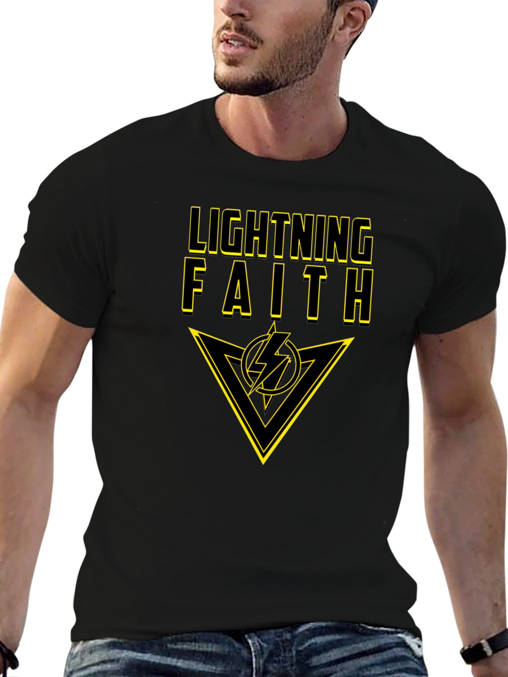 Lightning Faith Black T-Shirt - Bold Graphic Tee