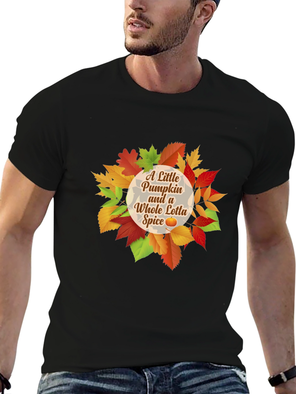 Pumpkin Spice T-Shirt - Autumn Leaves Design