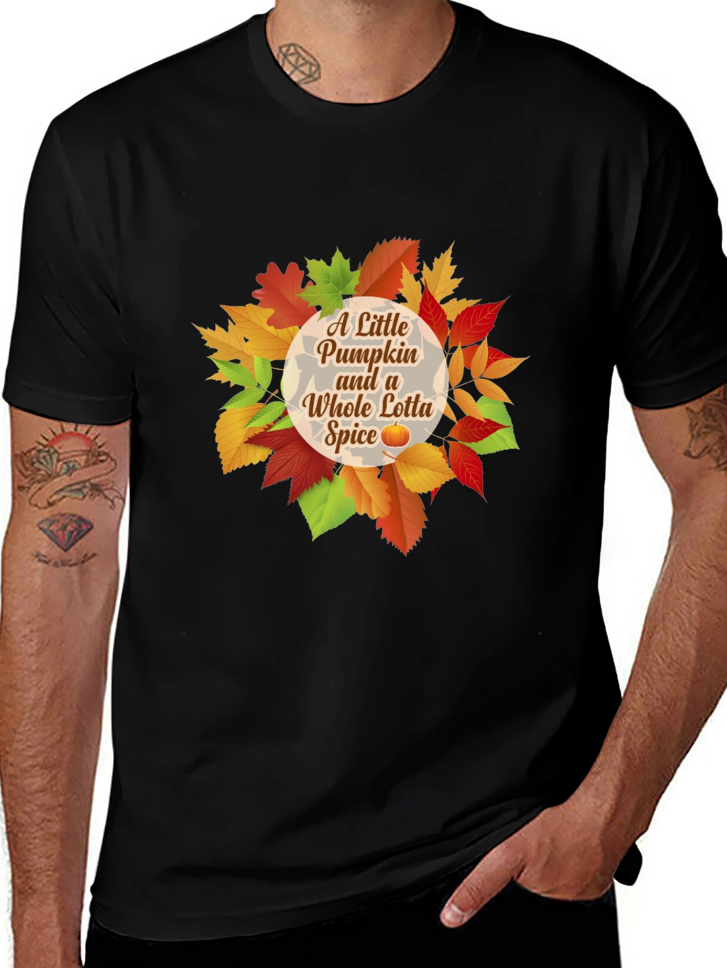 Pumpkin Spice T-Shirt - Autumn Leaves Design