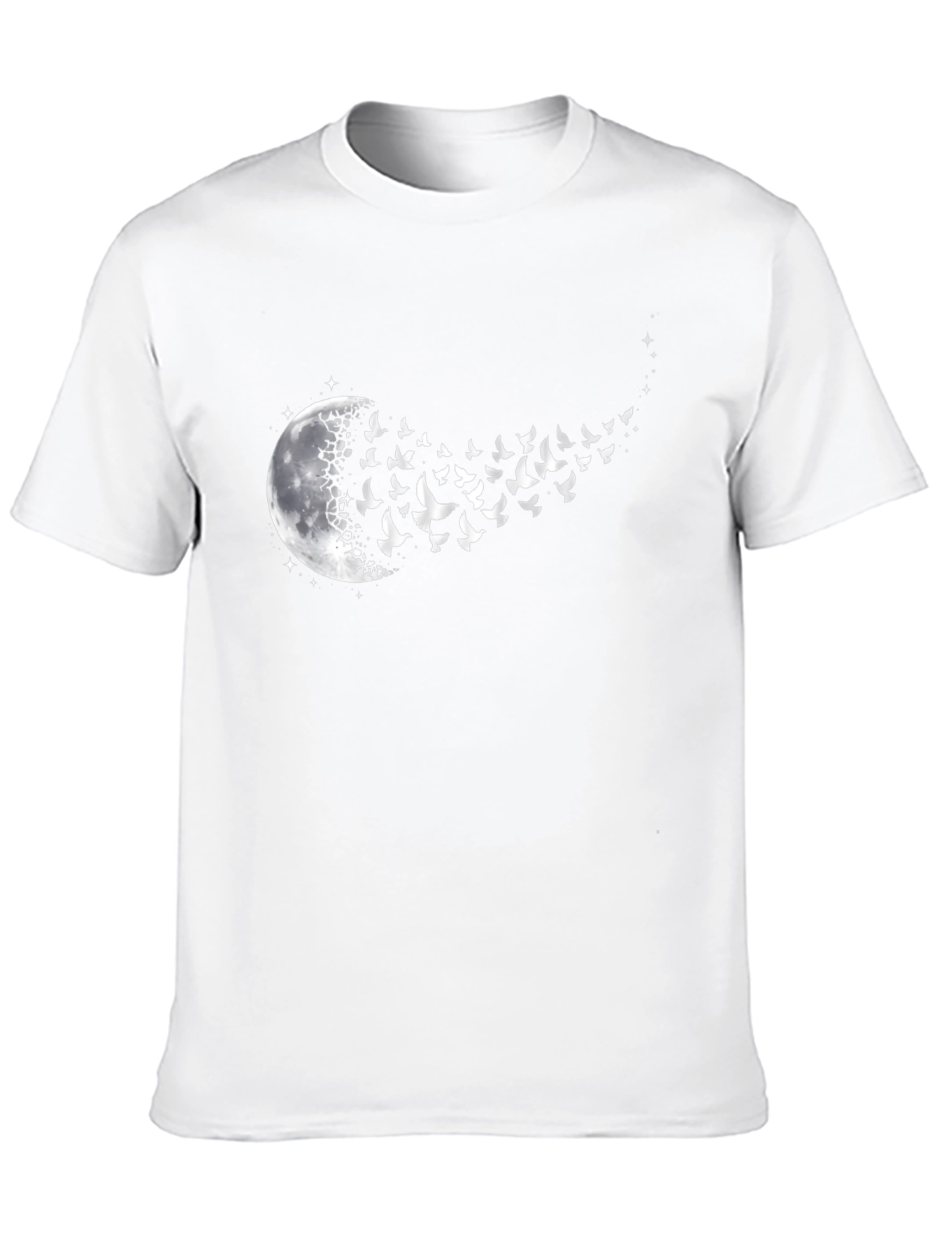 Moon and Birds Graphic Black T-Shirt