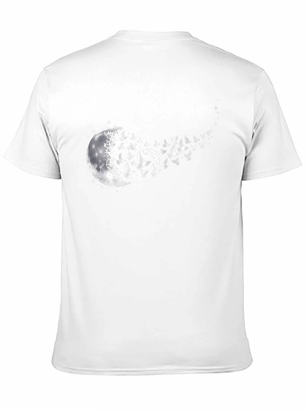 Moon and Birds Graphic Black T-Shirt