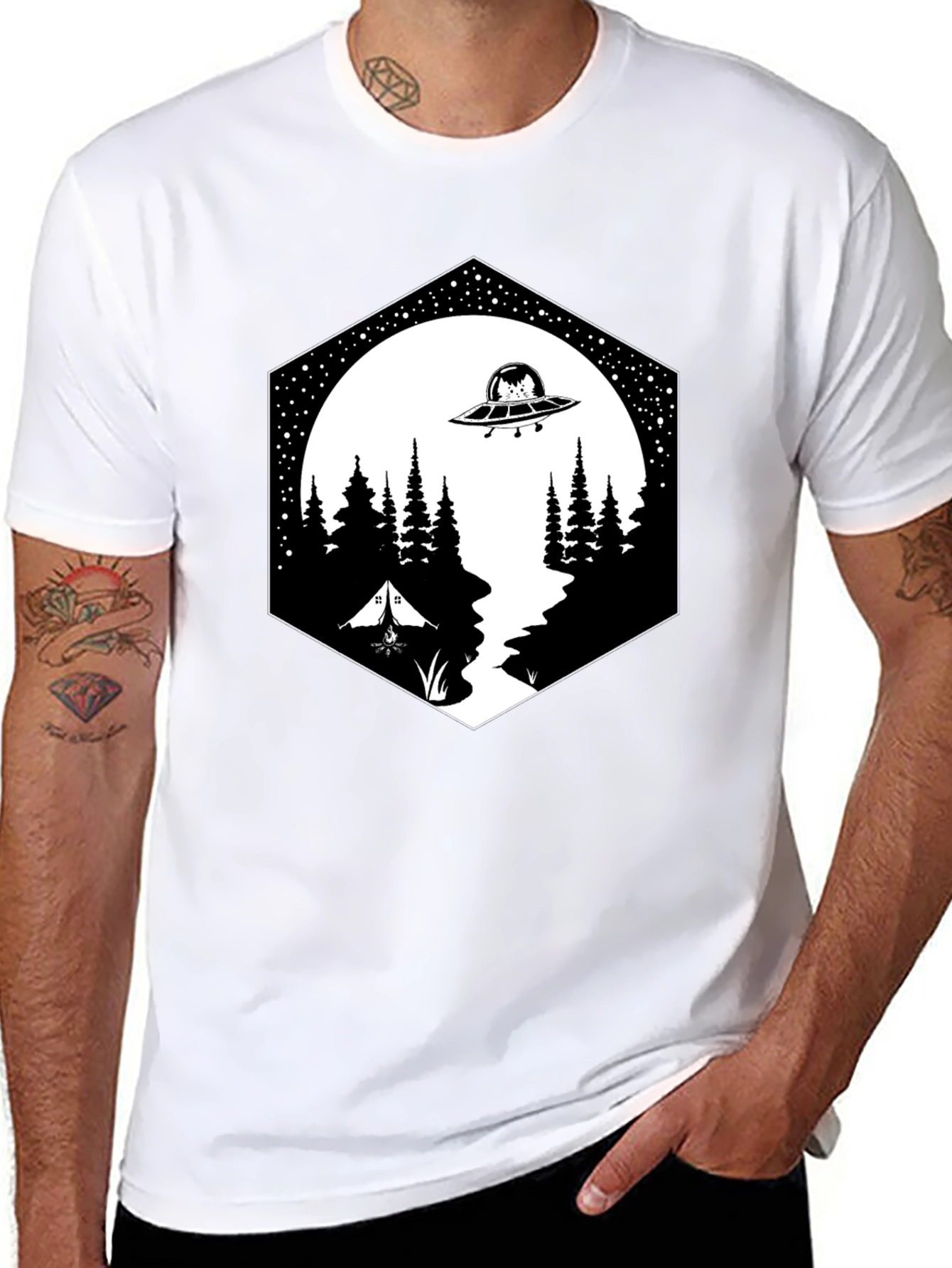 Alien Abduction Camping Graphic Tee