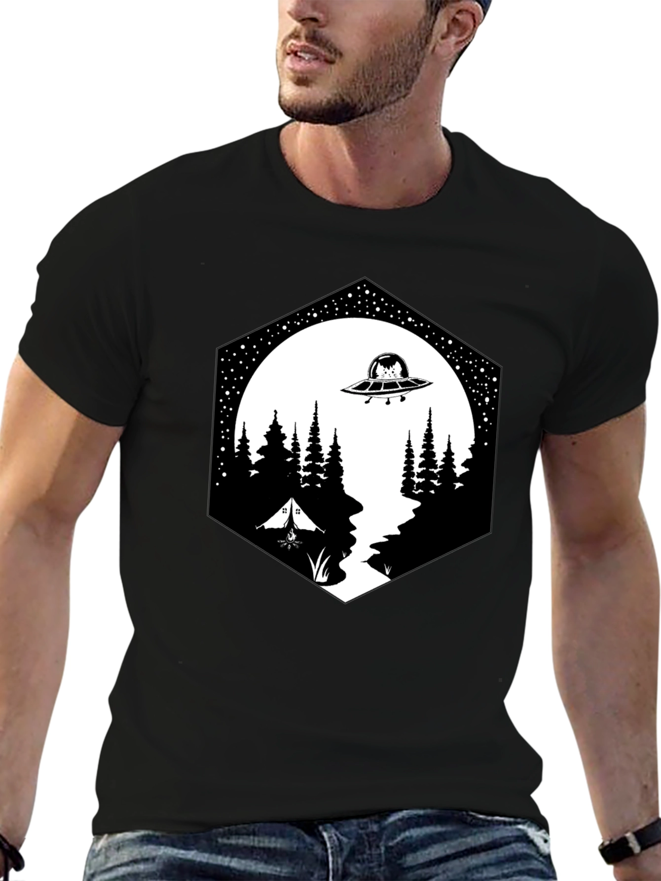 Alien Abduction Camping Graphic Tee