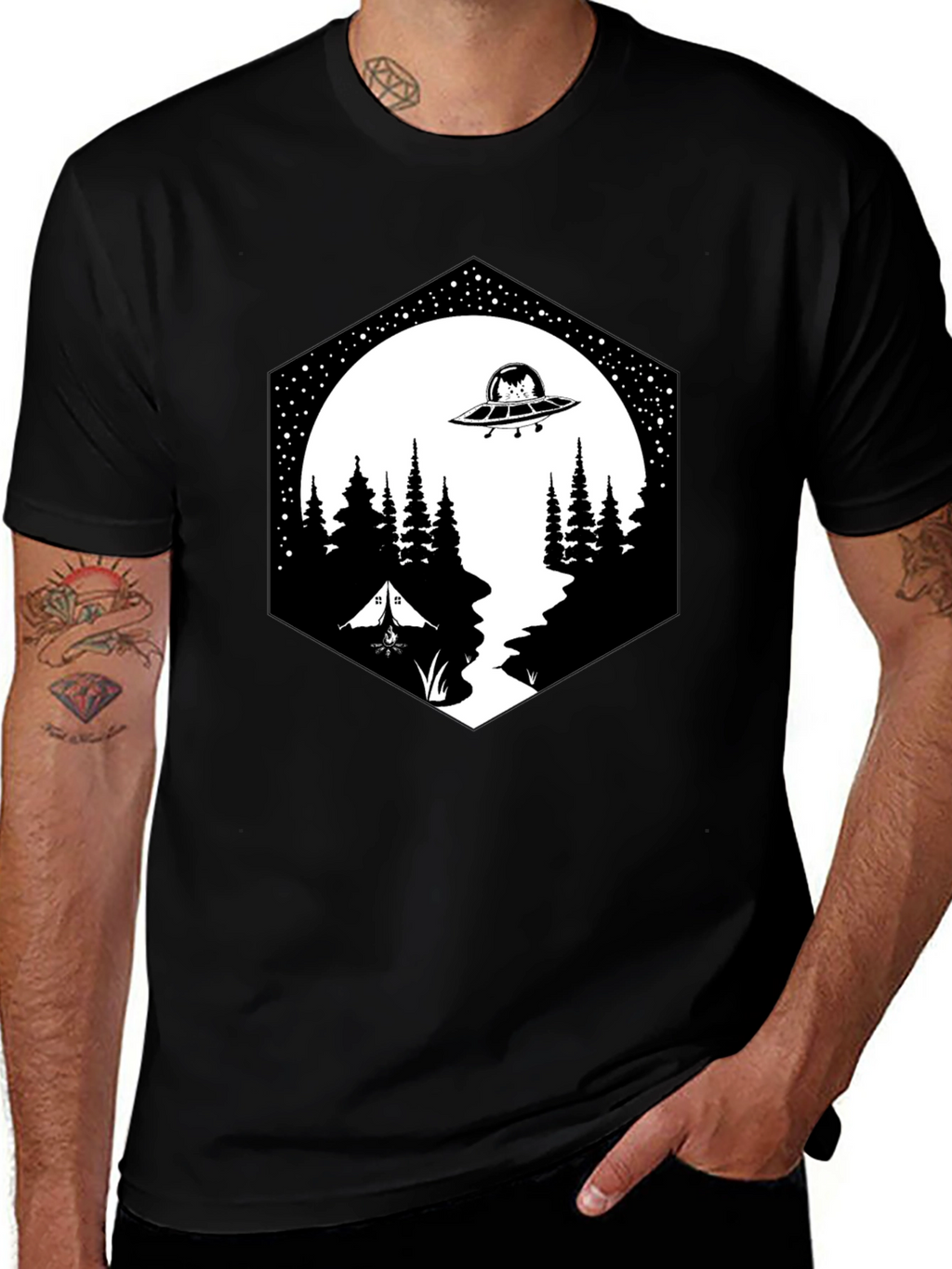 Alien Abduction Camping Graphic Tee