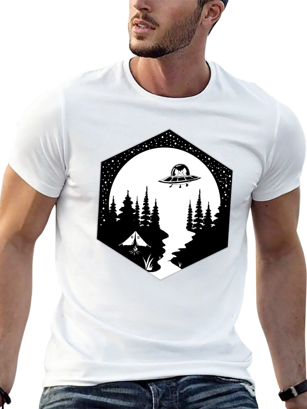 Alien Abduction Camping Graphic Tee