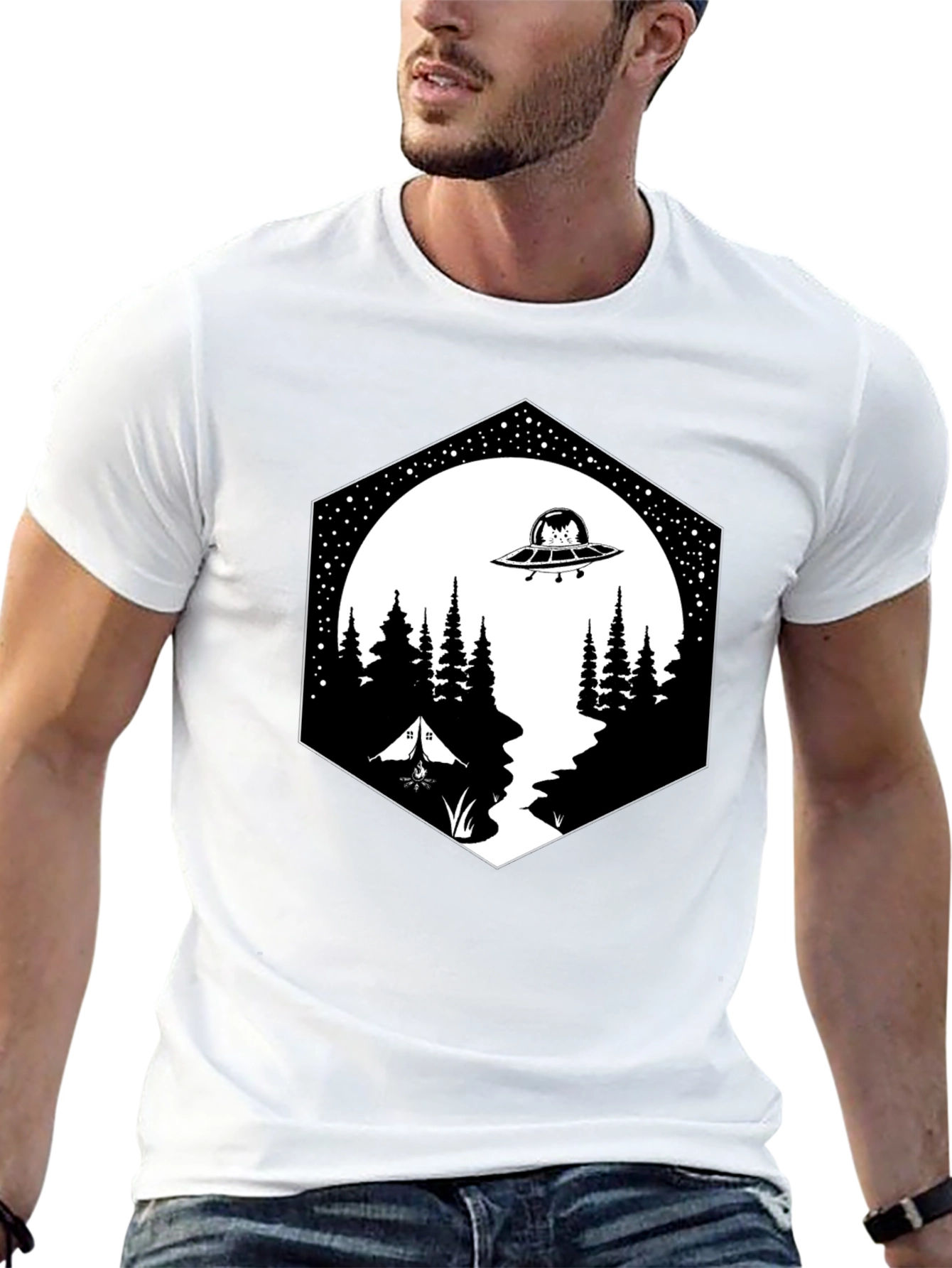 Alien Abduction Camping Graphic Tee