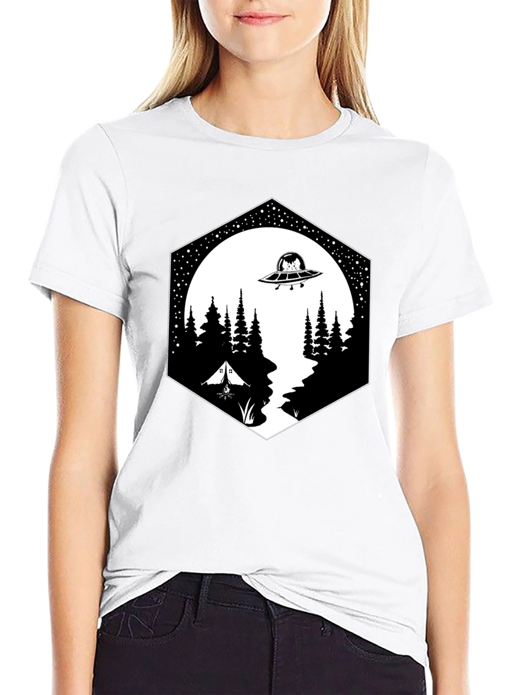 Alien Abduction Camping Graphic Tee
