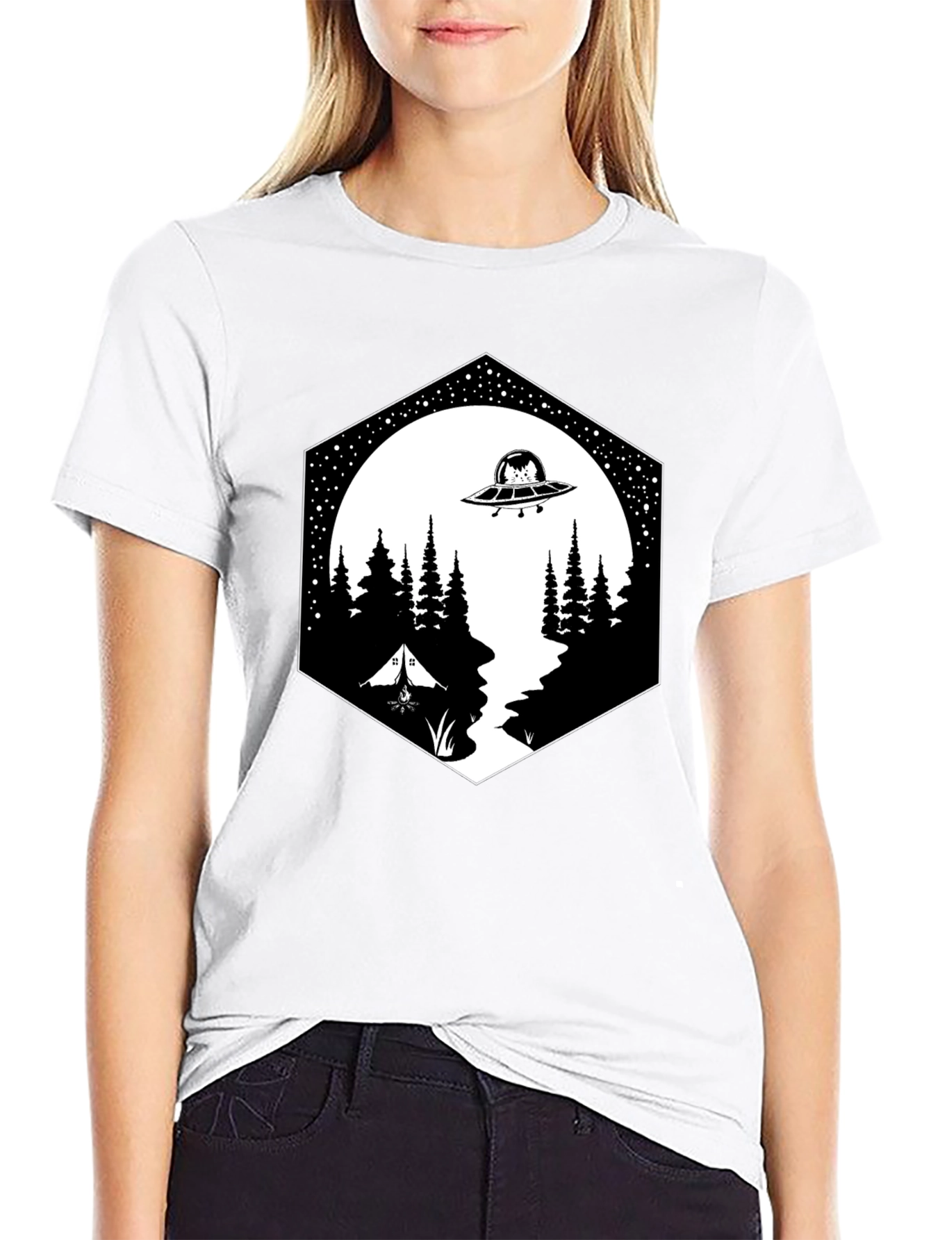 Alien Abduction Camping Graphic Tee