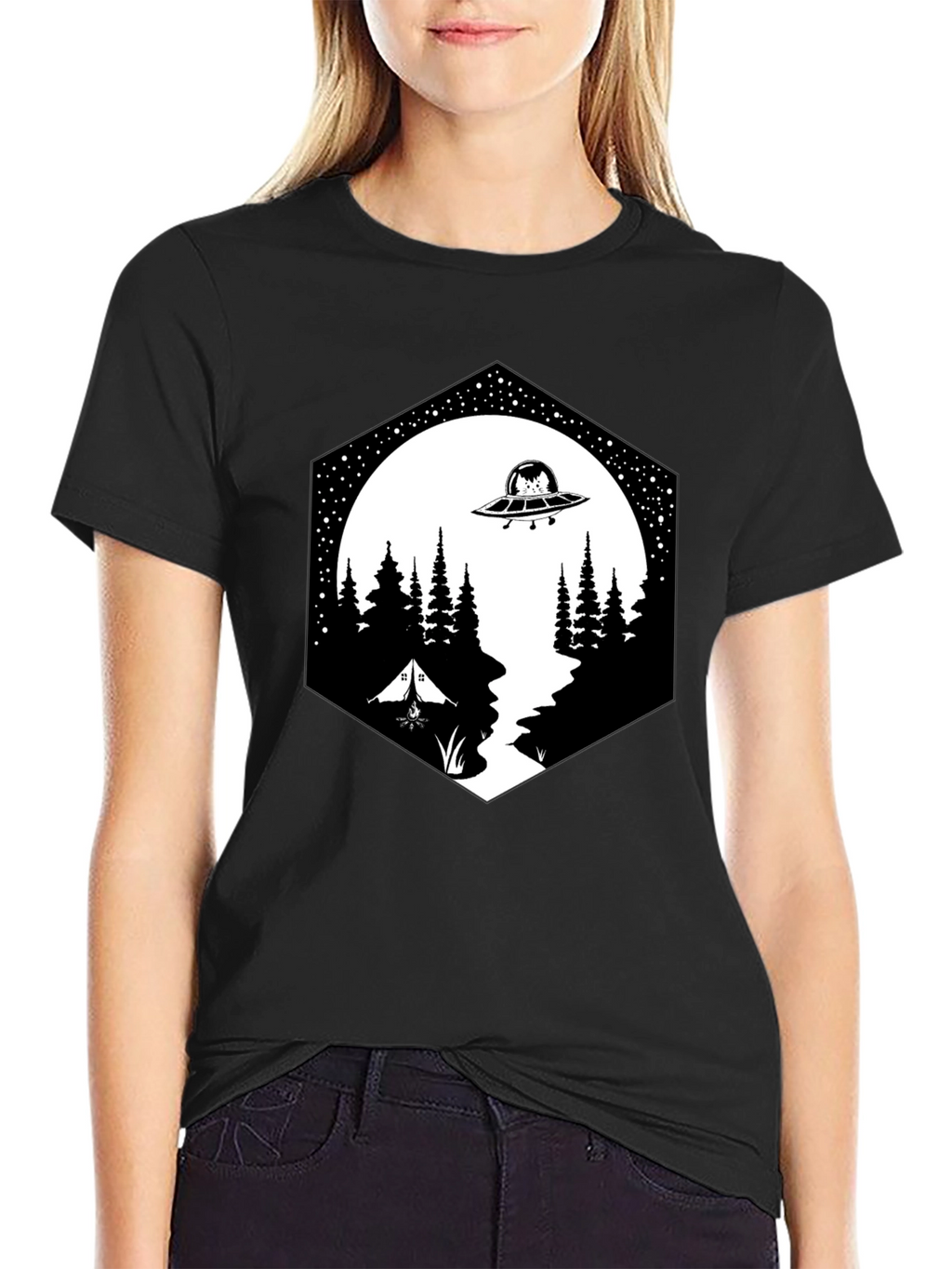 Alien Abduction Camping Graphic Tee