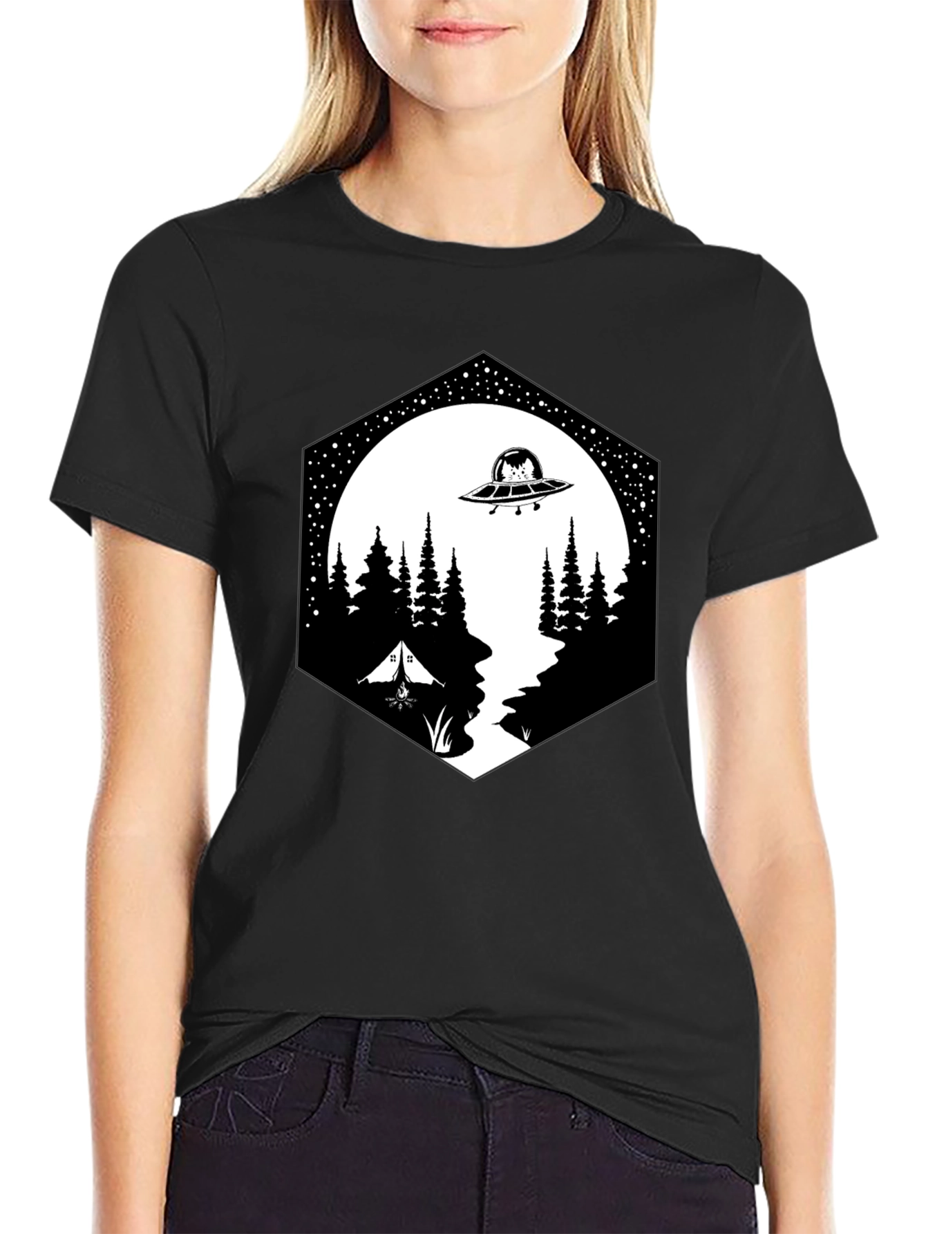 Alien Abduction Camping Graphic Tee
