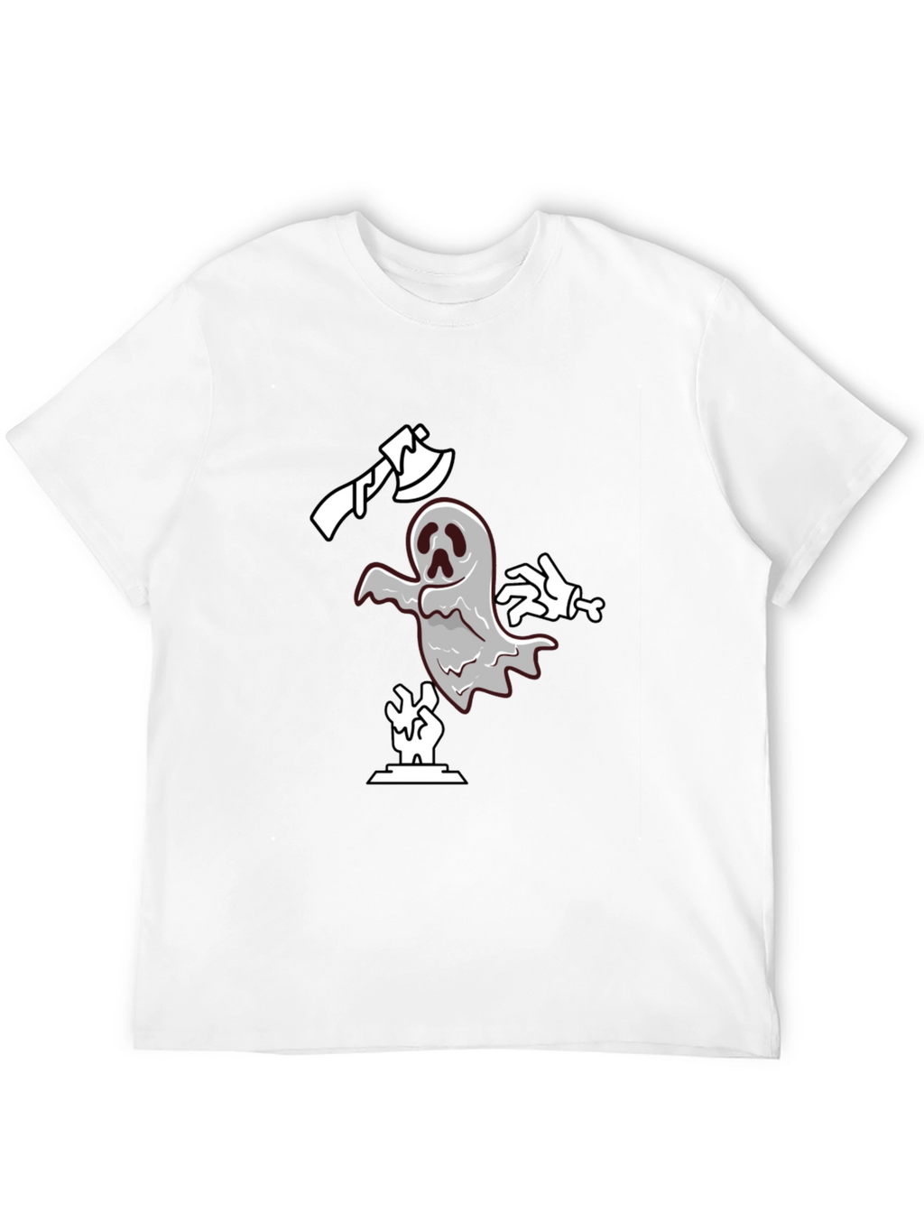 Spooky Ghost Graphic Tee - Black Cotton T-Shirt