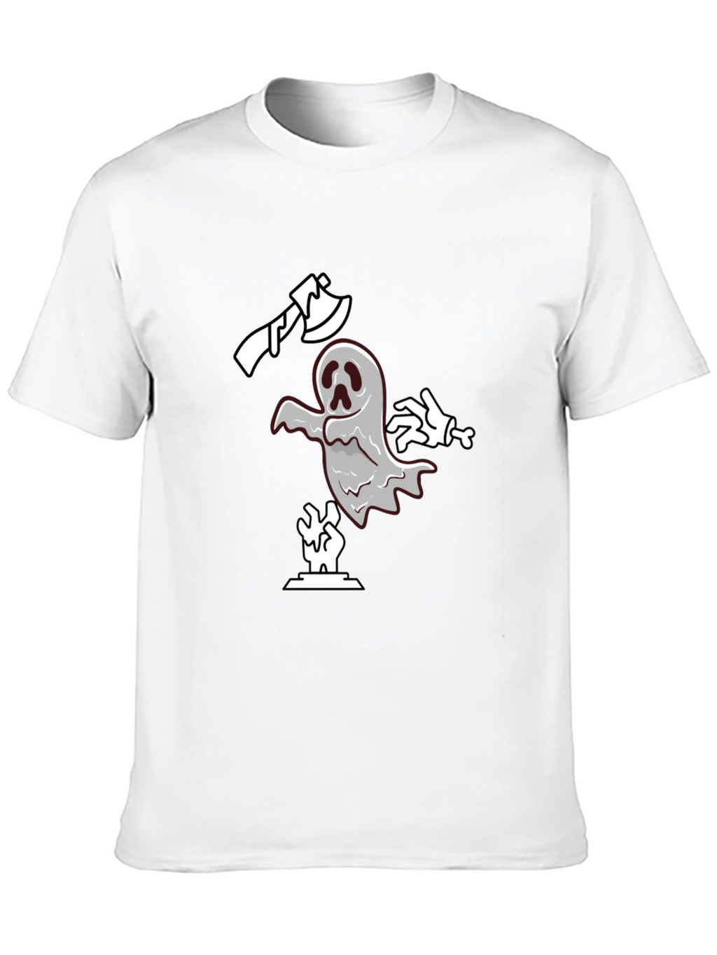 Spooky Ghost Graphic Tee - Black Cotton T-Shirt