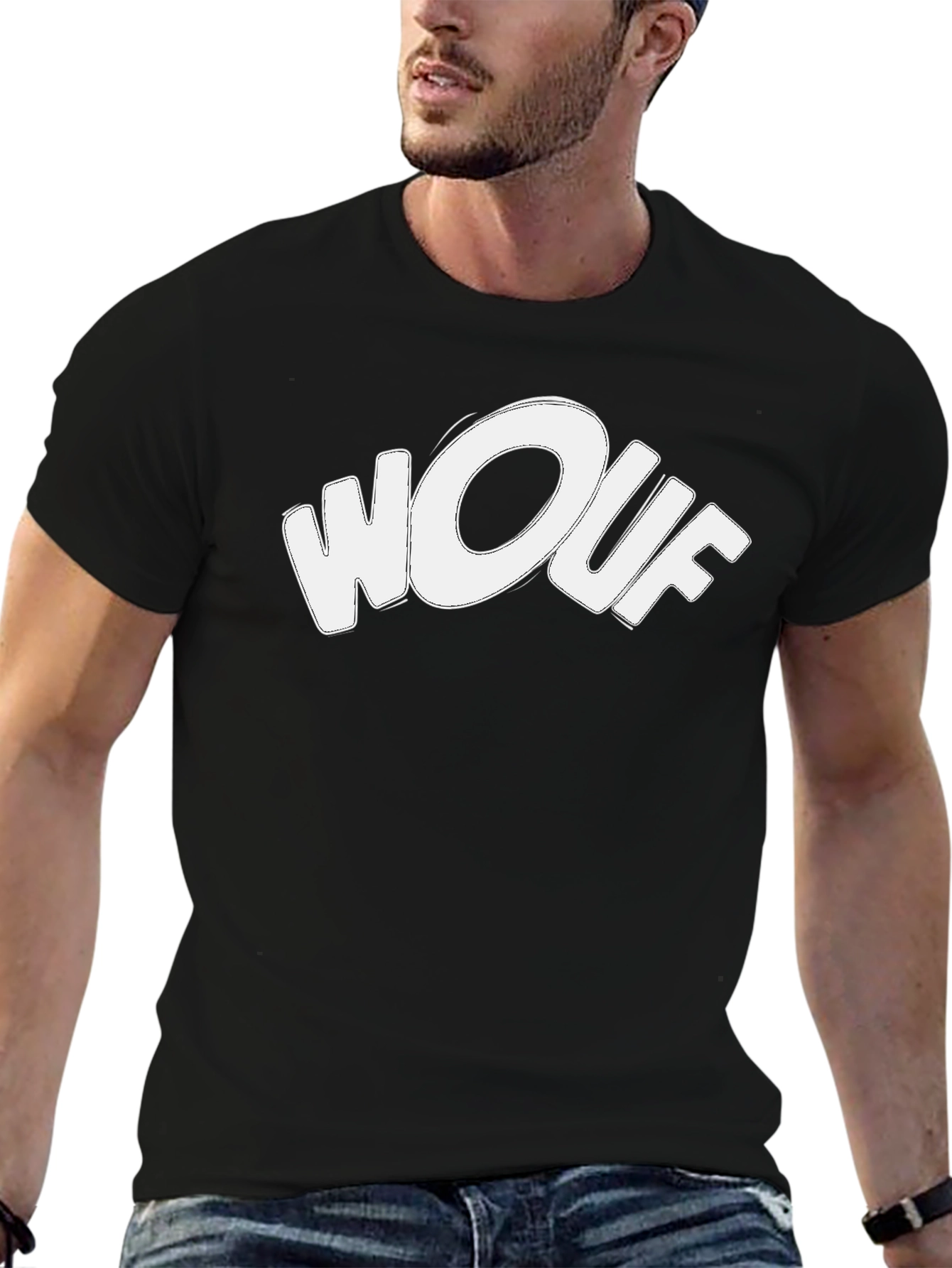 Wouf Graphic Tee - Stylish Black Cotton T-Shirt