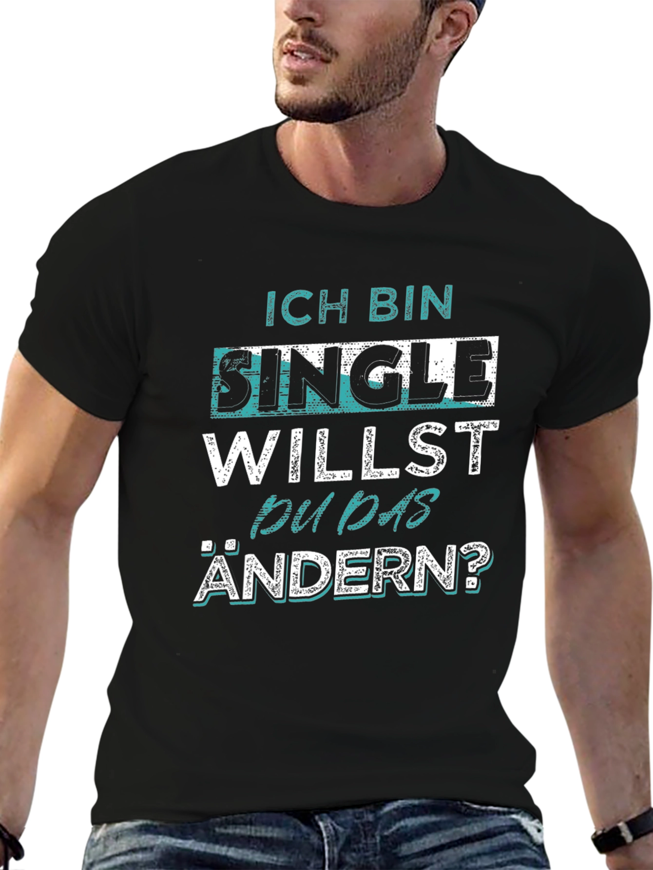 Ich Bin Single Mens Black Graphic T-Shirt