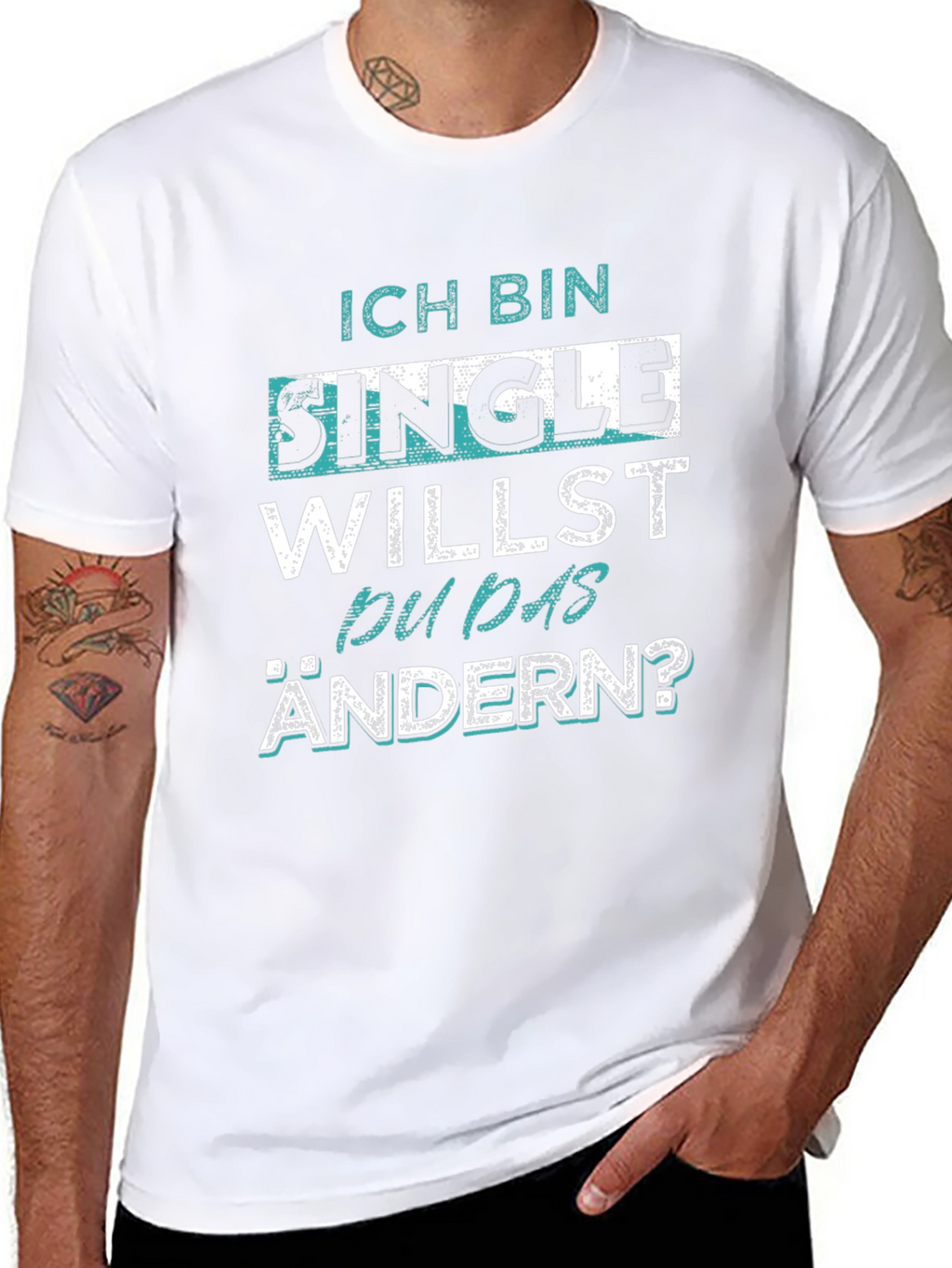 Ich Bin Single Mens Black Graphic T-Shirt