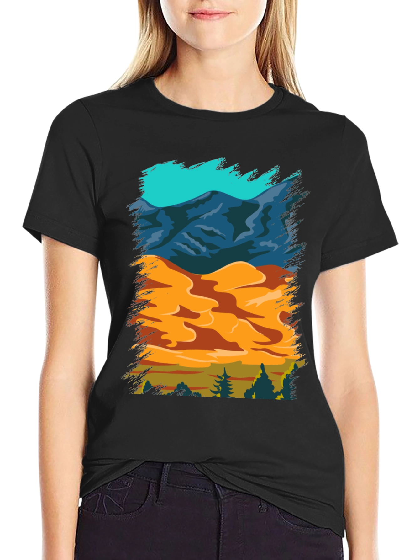 Nature Scene Graphic Tee - Mountain Sand Forest