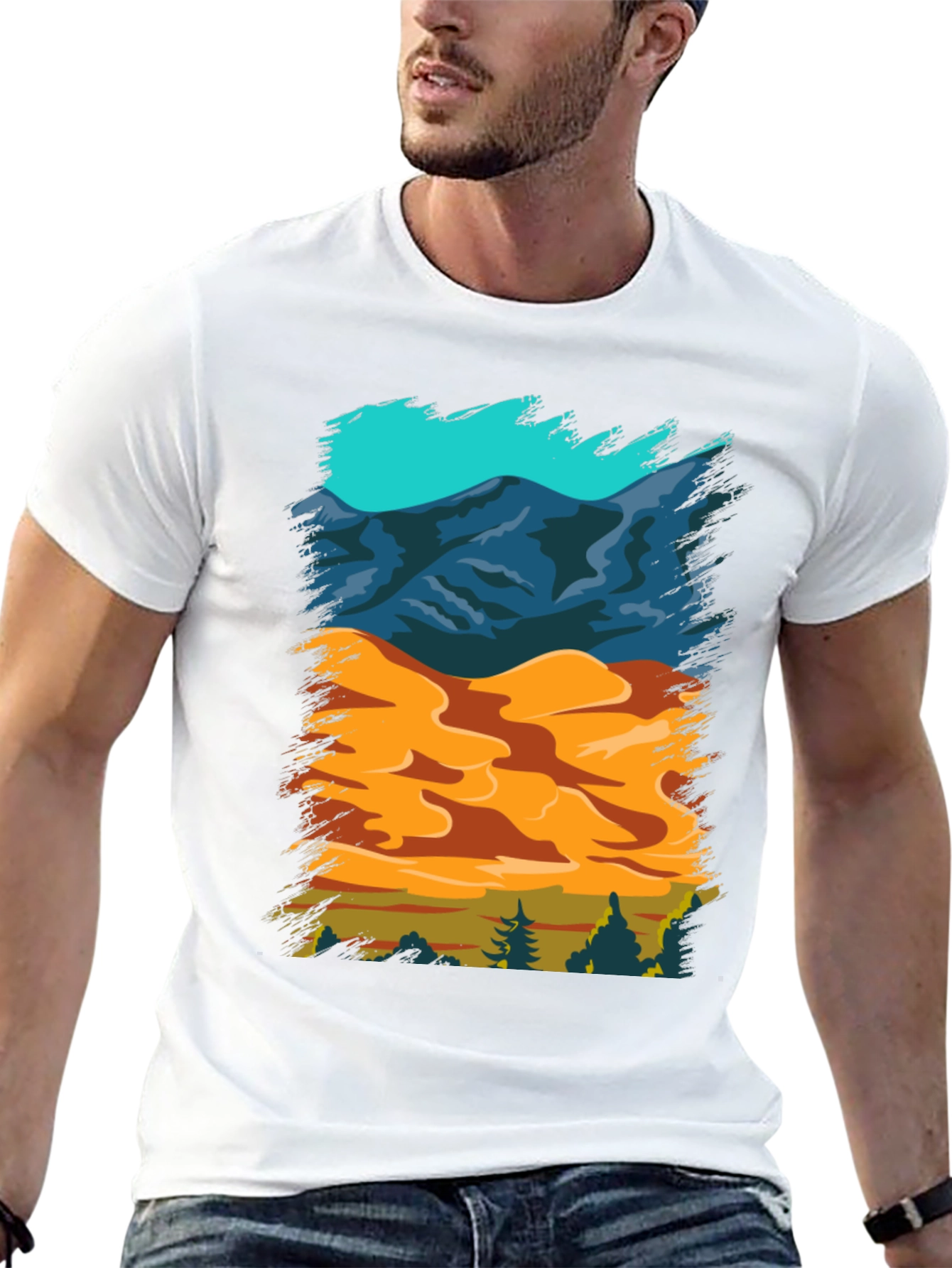 Nature Scene Graphic Tee - Mountain Sand Forest