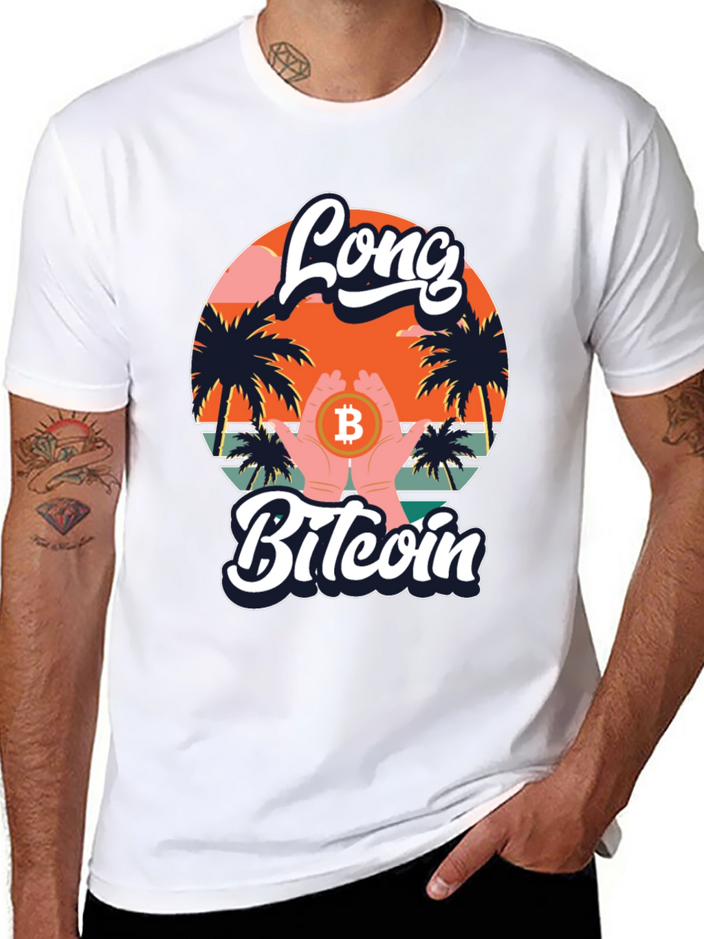 Long Bitcoin T-Shirt Crypto Design